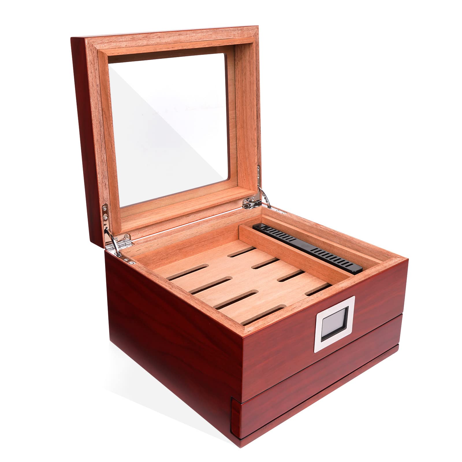 Cigar Humidor High-end Cedar Wood Cigarette Case Perspective Skylight Cigar Case Large capacity cigar case