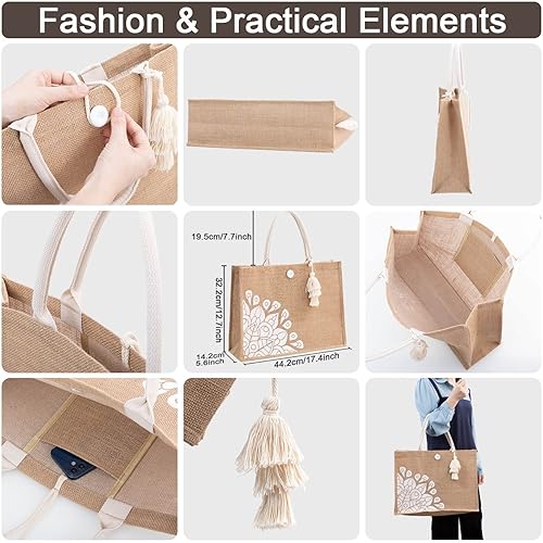 Miniatura 5 de Itgowisa Bolsa de yute para mujer bolsa de playa grande con pajilla bonita bolsa de comestibles reutilizable bolsa tejida para gimnasio compras