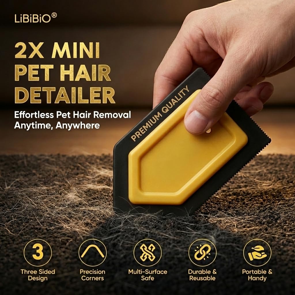 Premium 2x Mini-Bürste, zum Entfernen von Tier-, Hunde- und Katzenhaaren, Haarentferner | Sofa - Autositze - Teppich - Kleidung und mehr | 2 = 1+1 | Waschbar und Wiederverwendbar