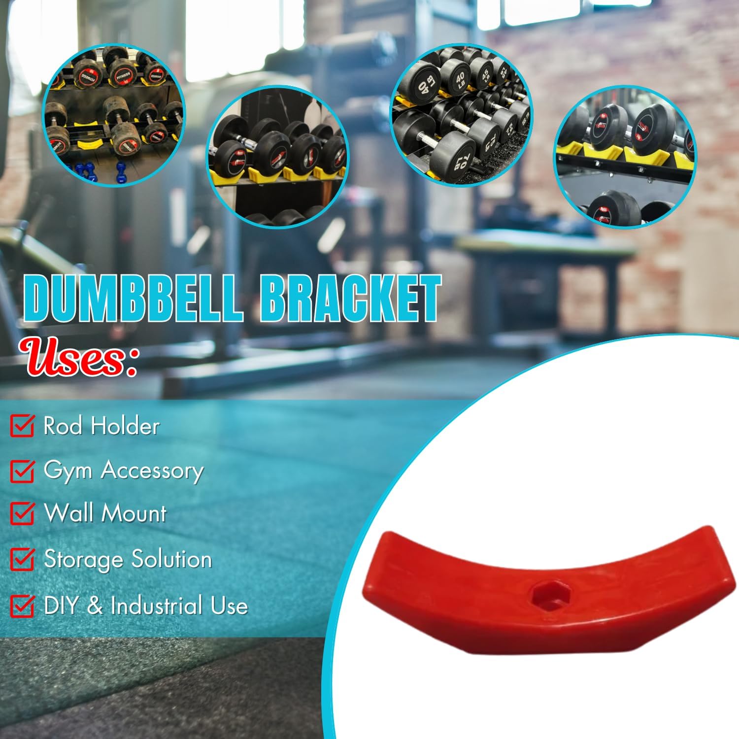 MRT SPORTS Dumbbell Rack Saddles (Pack of 20) - Heavy-Duty Plastic Replacement Brackets for Dumbbell Stand, Gym Weight Storage Organizer - Red 3