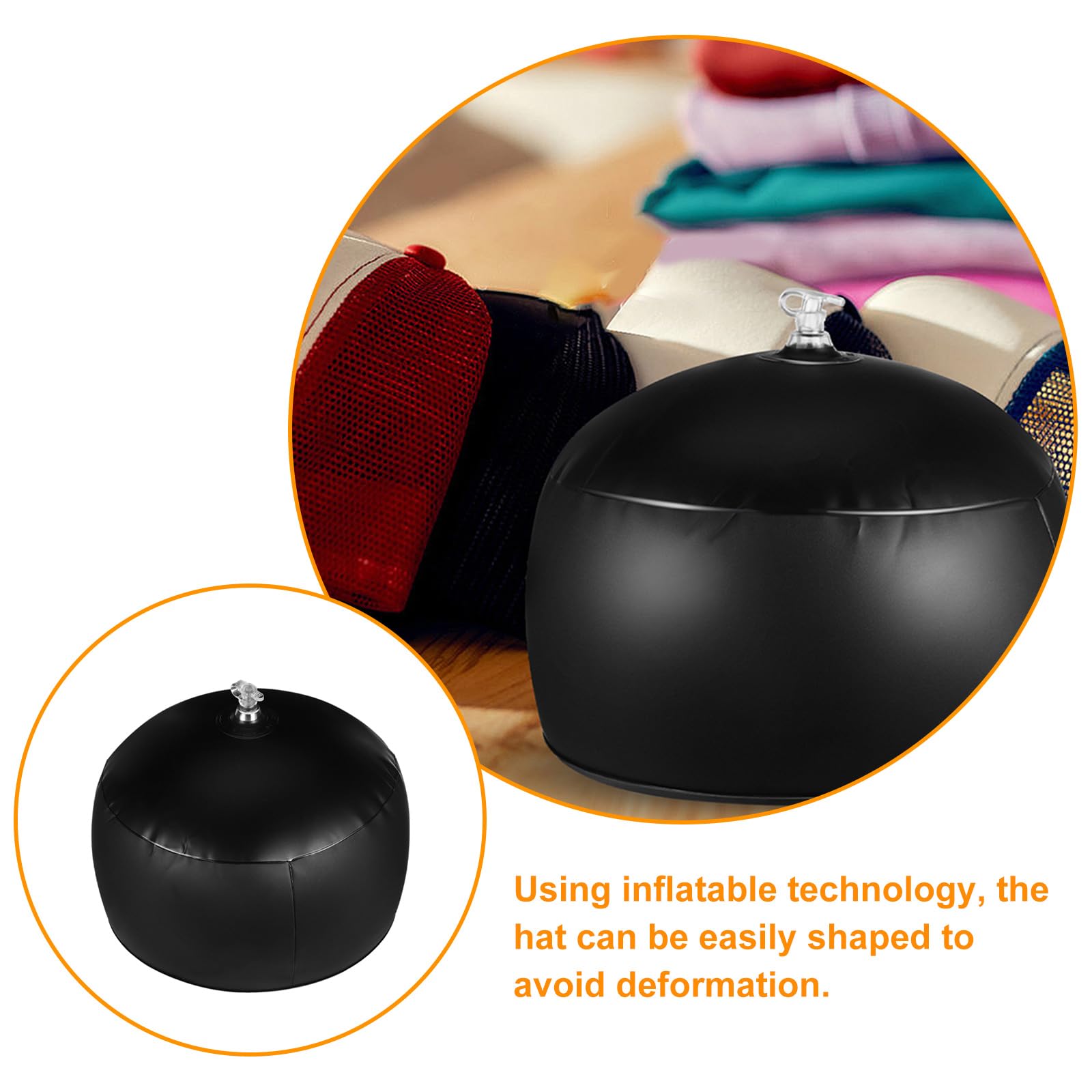 Healvian 2 Pezzi Sagomatore per Cappellino da Baseball in Pvc Nero, Supporto Gonfiabile per Cappelli, Previene la Deformazione, Adatto per Viaggi e Conservazione