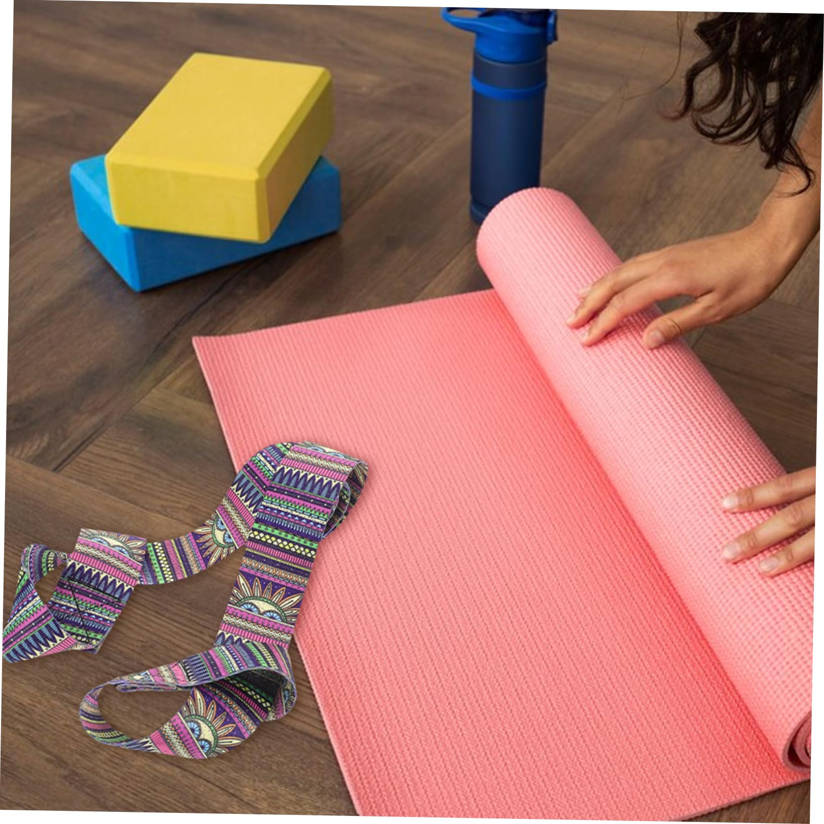 SUPVOX Cinghia per Tappetino Fitness Regolabile in Poliestere-cotone, Fascia Elastica Multiuso per Trasporto Tappetino Yoga e Pilates, Tracolla Morbida per Sport e Attività All'aperto