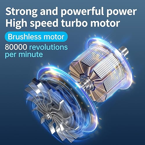 Miniatura 6 de Aspiradora de mano portátil inalámbrica para automóvil, 12000 PA, mini aspiradora de alta potencia y plumero de aire, aspiradora de mano 4 en 1