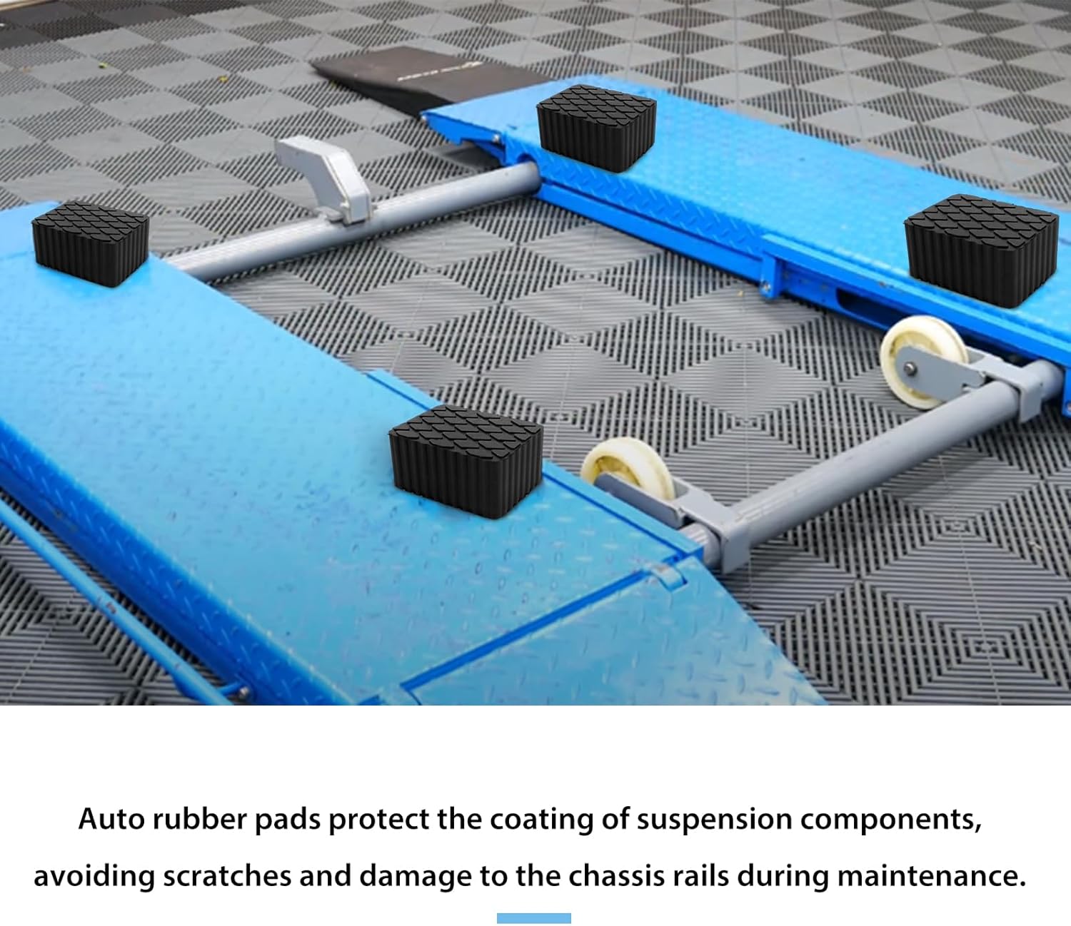 RULLINE 4 Pack Solid Rubber Auto Lift Pads Anti-Skid Lift Block Spacer Pad for Car Lifts Jacks and Racks 3000lbs Loading Capacity 6.3" x 4.7" x 3" Heavy-Duty Rubber Pads for Frame Protection