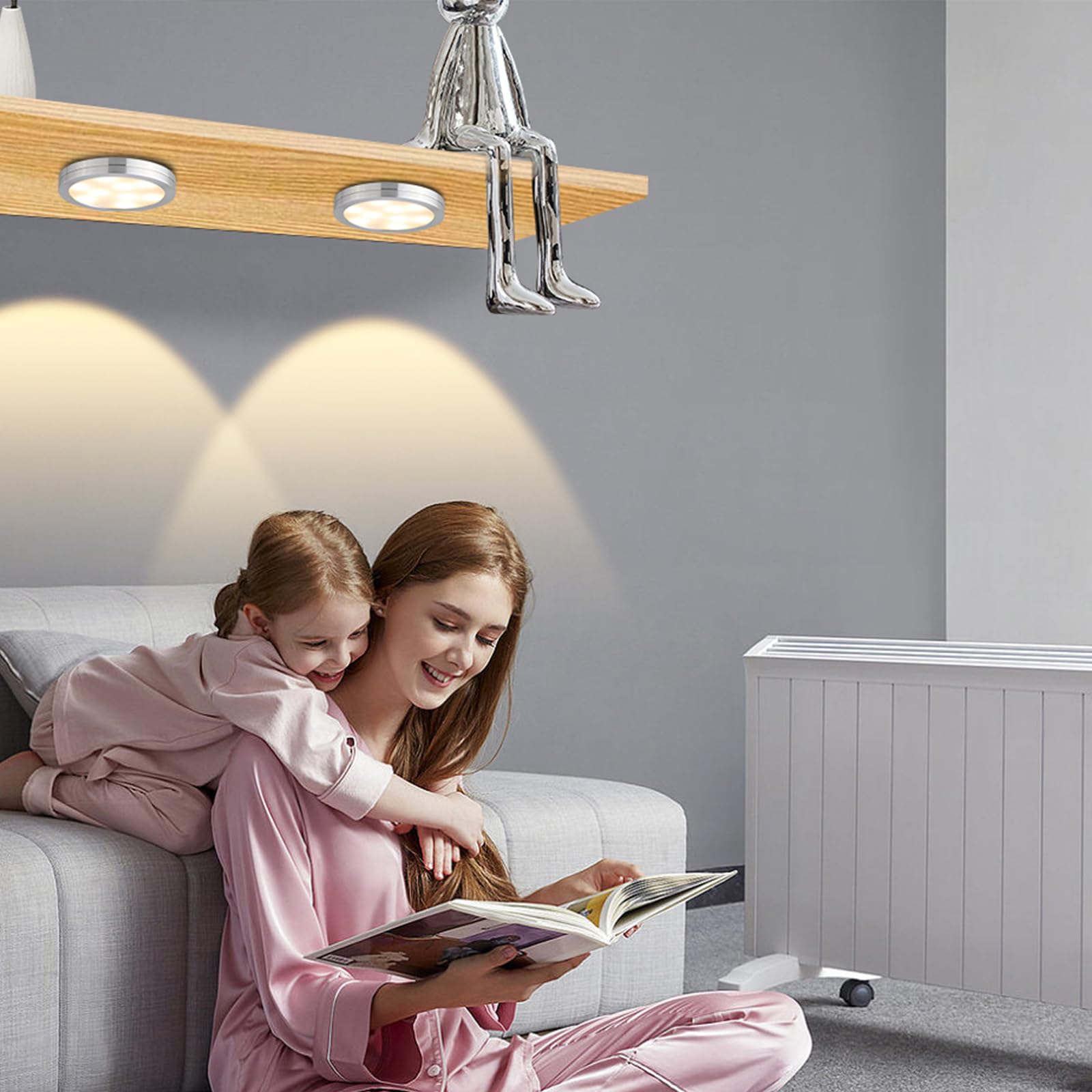 Axmvez LED Kitchen Under Cabinet 2 Pack,Puck Light Dimmable Touch Control, Wired Under Cupboard Night Light for Kitchen Cabinets, Wardrobes, Showcases (CCT)