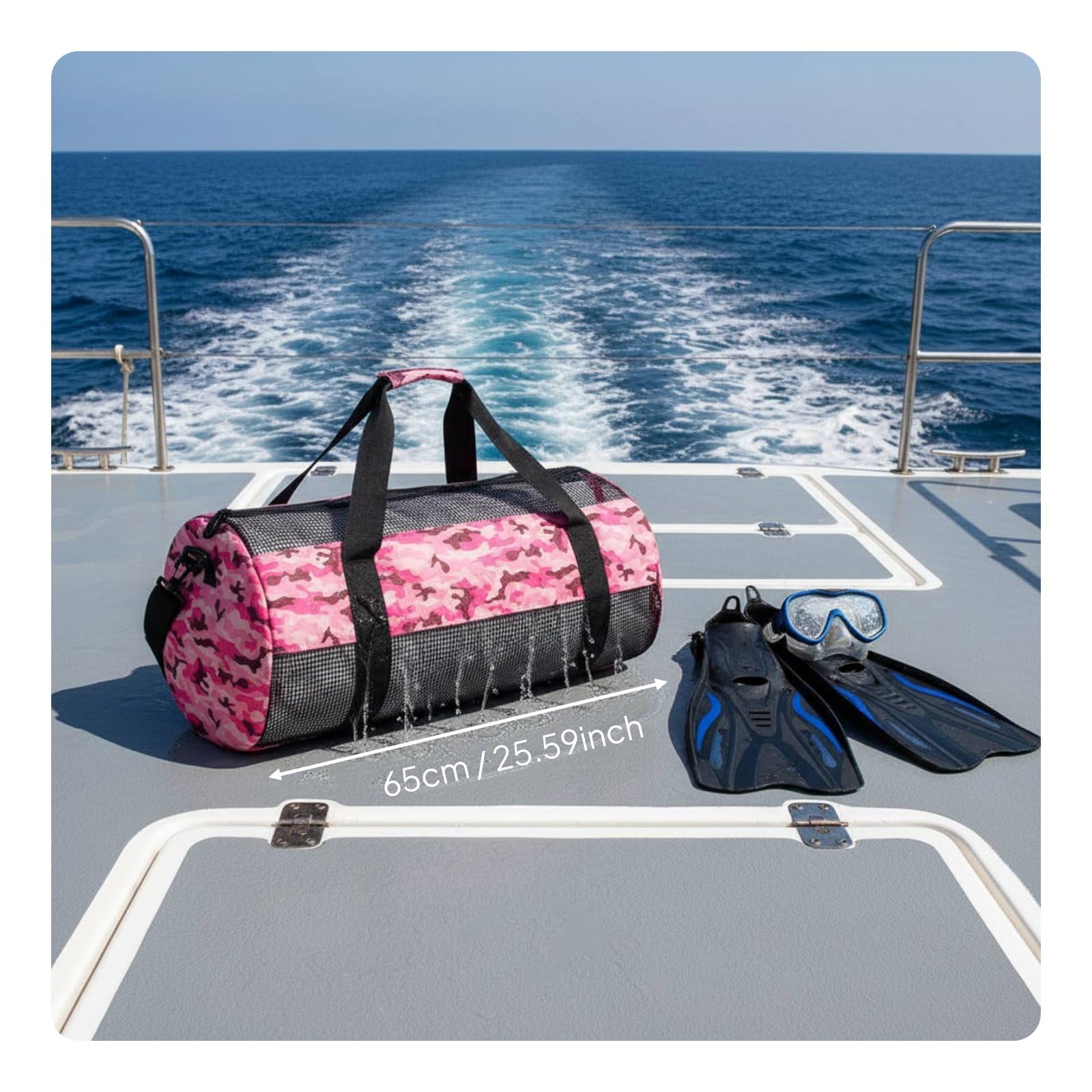 perfk Borsa a Rete da Subacquea Borsa da Immersione Sacca da Nuoto Borsone Attrezzatura con Tessuto a Rete Rinforzato E Asciugatura Veloce Adatta per