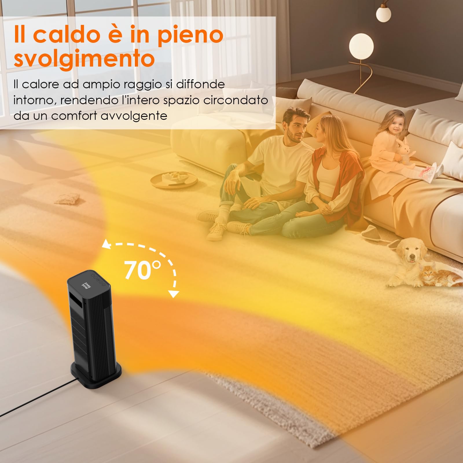 Minthouz Stufetta Basso Consumo,2000W PTC Stufa Elettrica, Stufetta Elettrica Da Bagno with Thermostat, LED Digital Display, 12H Timer, Stufa Basso Consumo for Home,Office, Bedroom