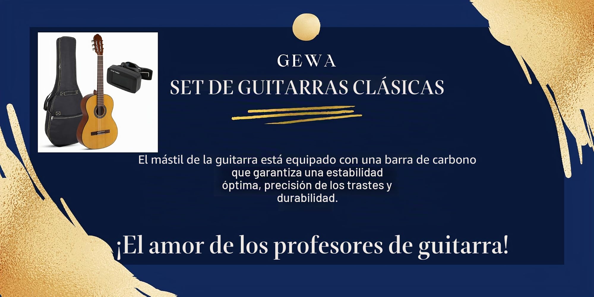 GEWA guitarra de concierto estudiante 4/4 con funda y afinador, para escuela de música, set de iniciación
