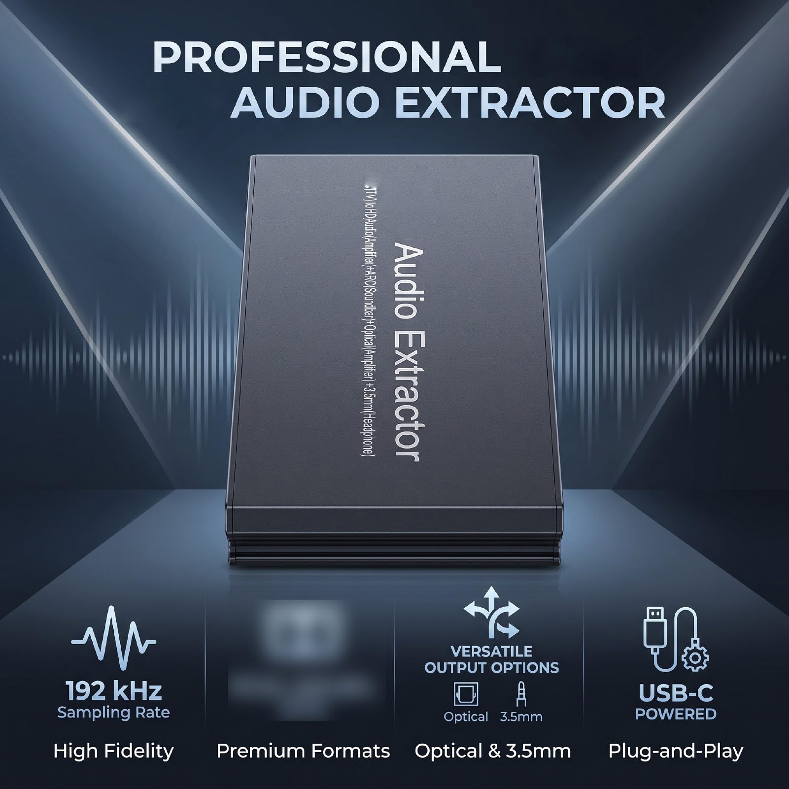 Extractor de Audio ARC a ARC/óptico/3,5 Mm/HDMI de 192 KHz
