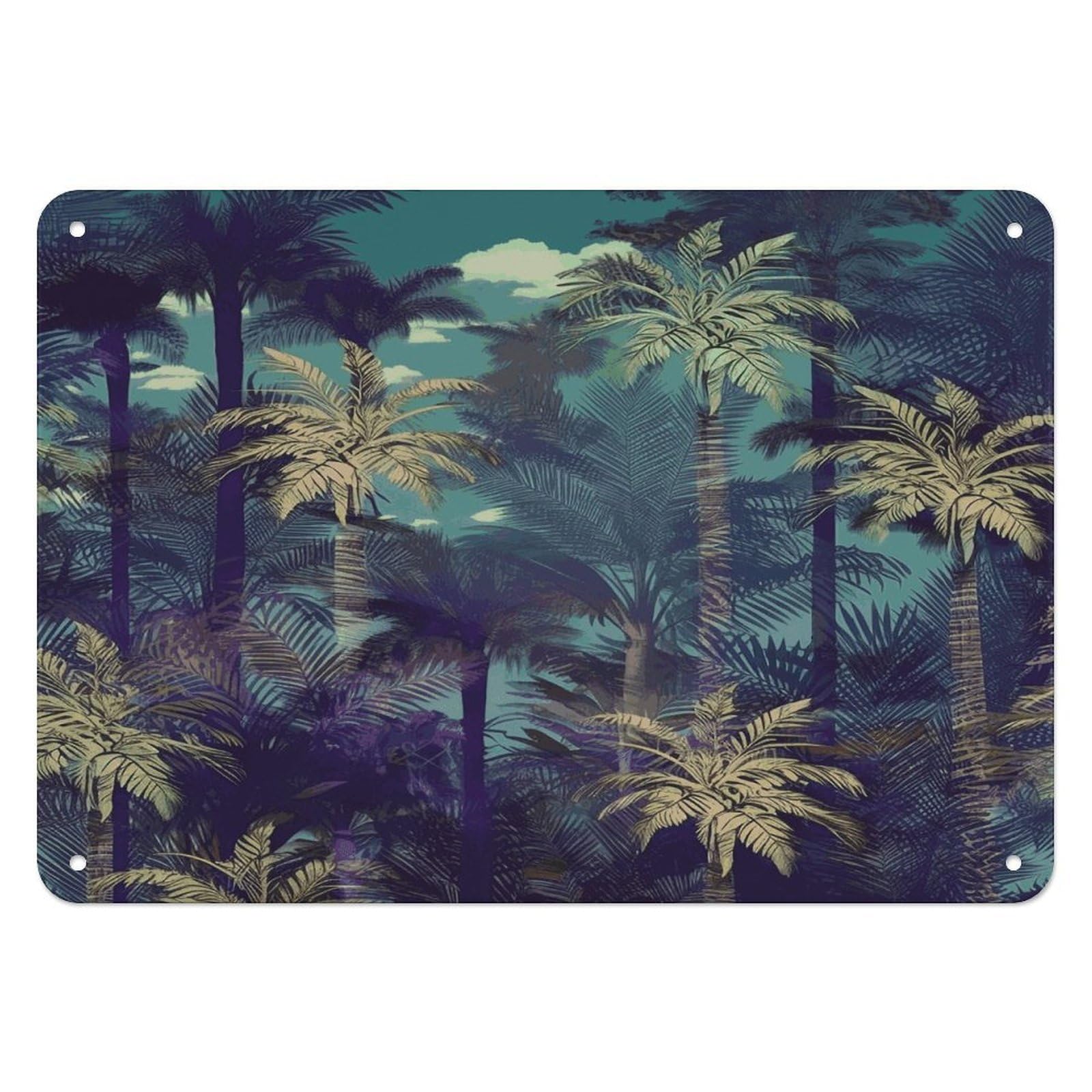 Fodpand Style Fantasy Palm Tree Jungle Retro Vintage Metal Tin Sign,Wall Art Decor Garden Plaque Poster For Bedrooms Yard Bars Pubs Patios Porches 7.9X5.5 Inch