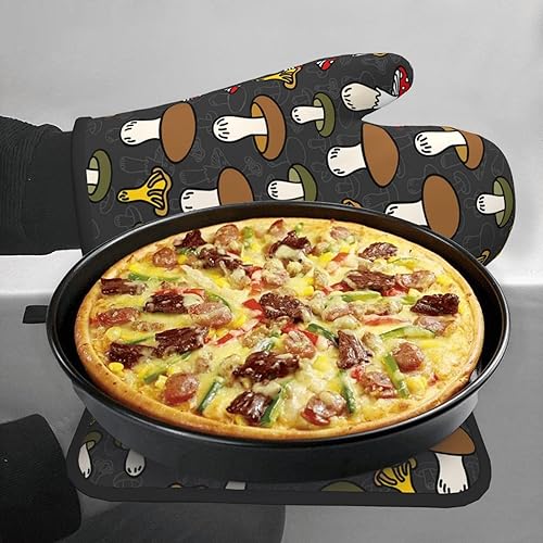 Miniatura 7 de Juego de 2 manoplas de horno y soportes para ollas, resistentes al calor, antideslizantes, para cocina, cocina, hornear, asar a la parrilla, barbacoa