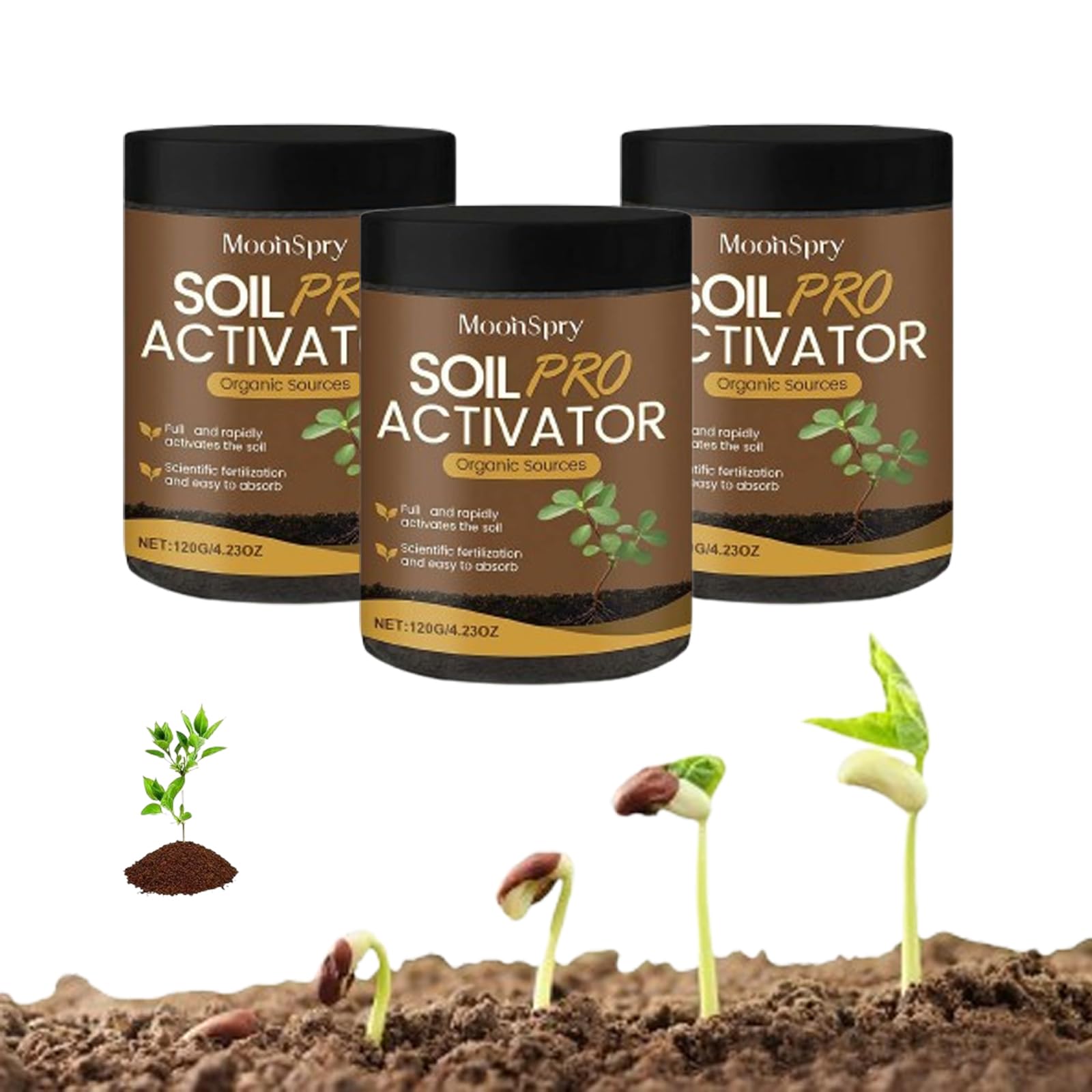 Activateur de sol, activateur de sol organique et engrais pour plantes, fleurs, amendements de sol, engrais pour plantes d'intérieur pour des fleurs saines et des plantes du sol (3 pièces)
