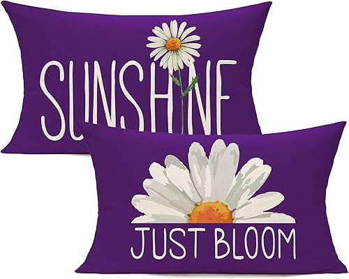 Miniatura 6 de All Smiles Juego de 4 fundas de almohada moradas de 16 x 16 pulgadas, para exteriores, primavera, verano, decoración del hogar para patio, sofá,