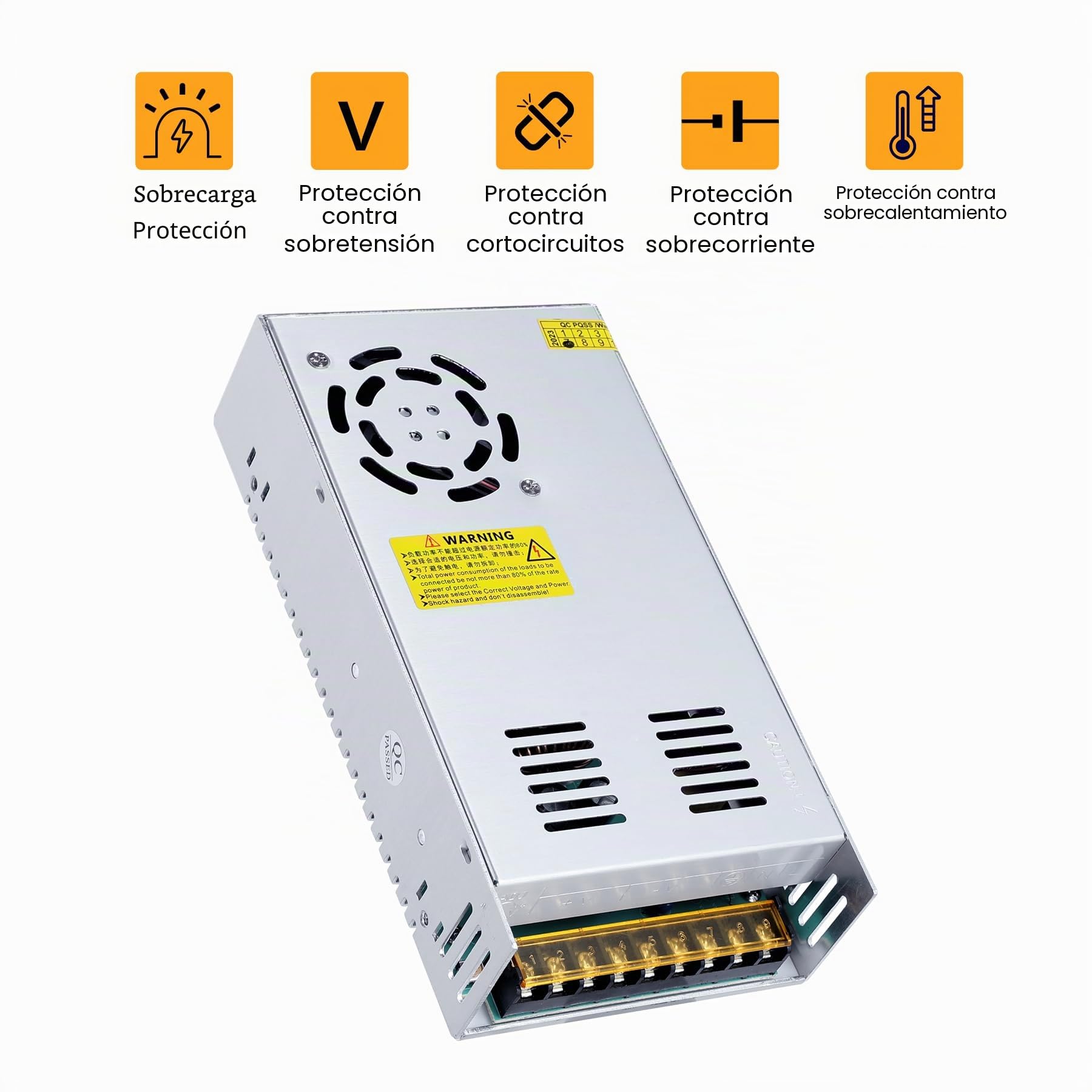 DC 12V 50A 600W LED Fuente de alimentación de conducción Fuente de alimentación conmutada Fuente de alimentación industrial Equipo de monitor Transformador de motor 110/220V CA a CC 12V 600 vatios