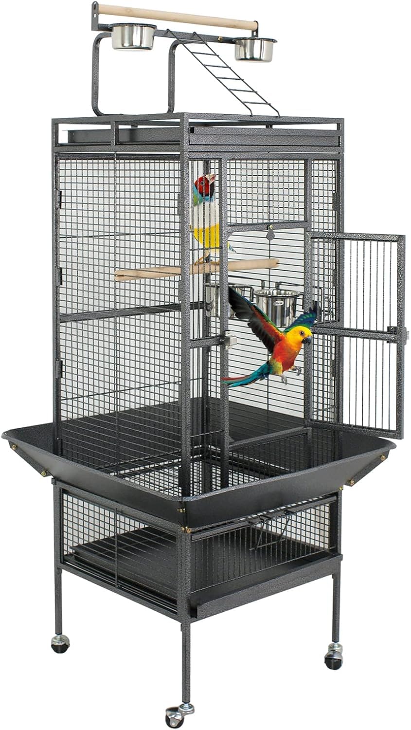 Jaula para Pájaros, Transportín Versátil para El Hogar Y Los Viajes, Fácil De Guardar, Ideal para Cacatúas, Loros, Periquitos, Cotorras, Cotorras, Palomas Y Otras Aves Black