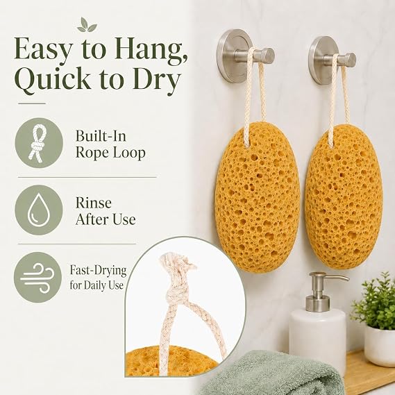 Body Bath Sponges for Adults - 2Pcs Large Shower Sponge for Women Men - Soft Honeycomb Natural Sponge - Exfoliating Deep Cleaning Bathroom Bathing Body Sponges for Sensitive Skin
