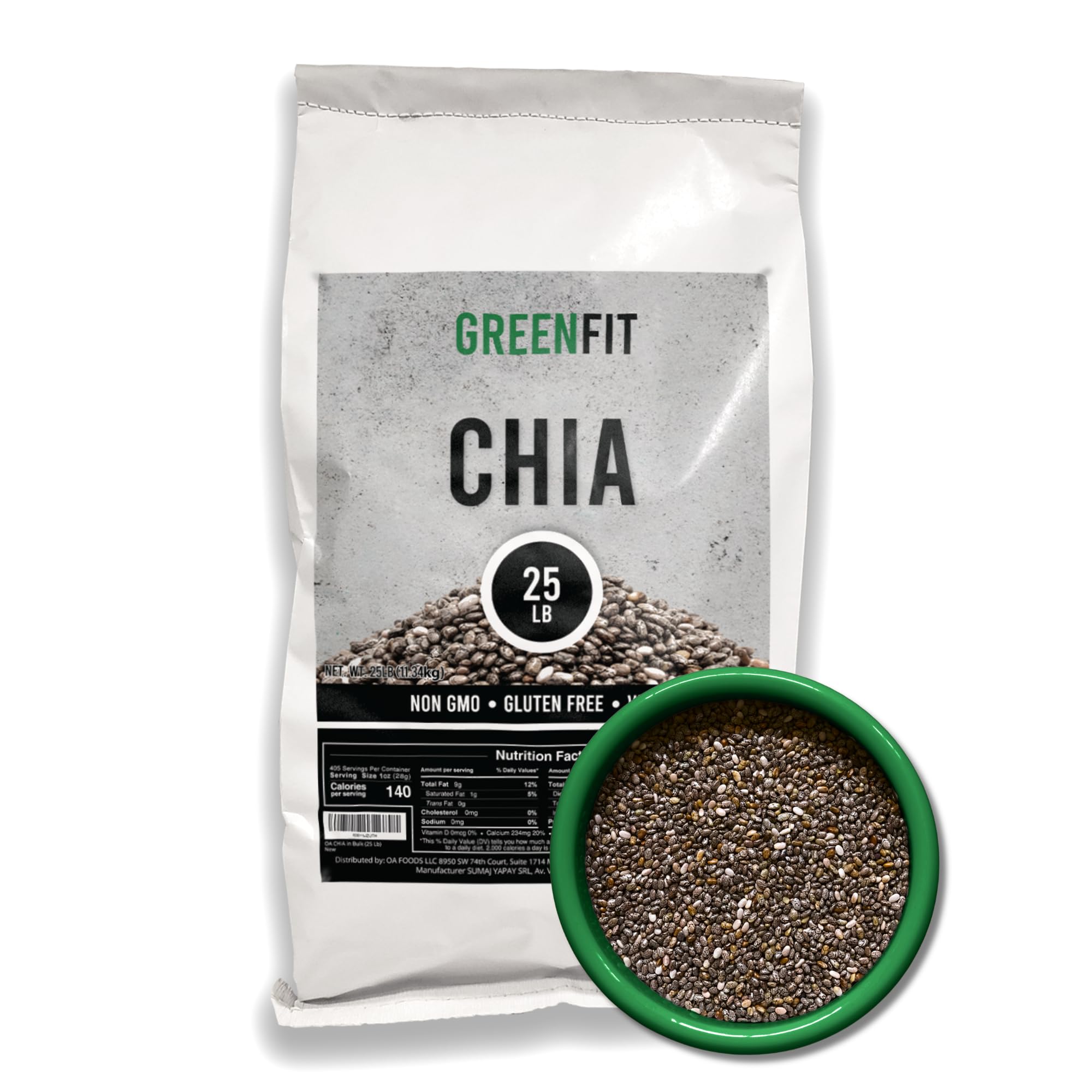 Amazon.com: Greenfit Premium Bulk Chia Seeds (25Lbs Bag) | A+