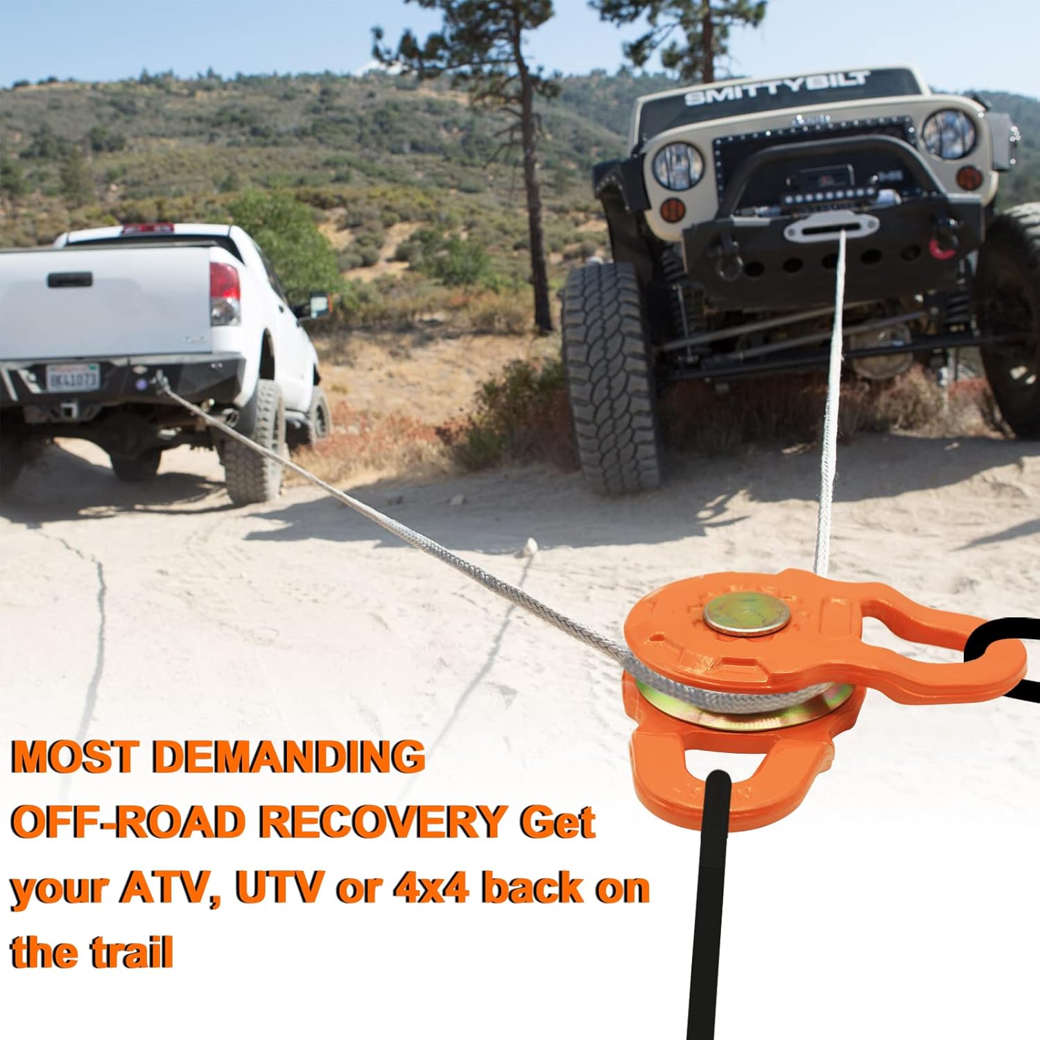 Snatch Block, 24,000 lbs (12T) Minimum Breaking Strength, 12,000 lbs Working Load Limit, for Cable up to 7/16’ & Winches up to 12,000 lbs, for Tractor, Truck, ATV & UTV