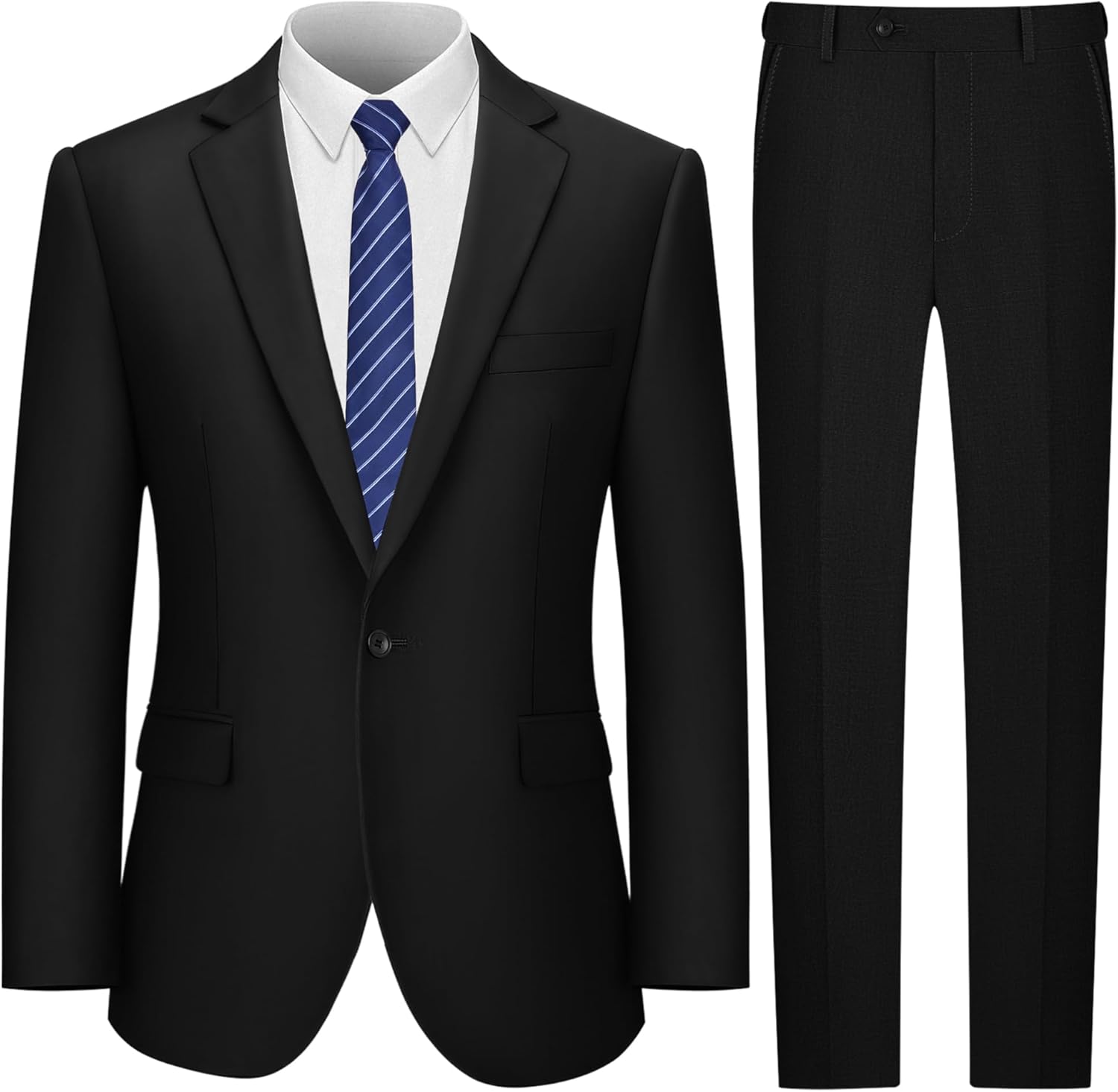 LUPURTY Men's 2 Piece Suits Set Slim Fit, One Button Tuxedo Jacket and Pants with Tie, for Prom Wedding Business