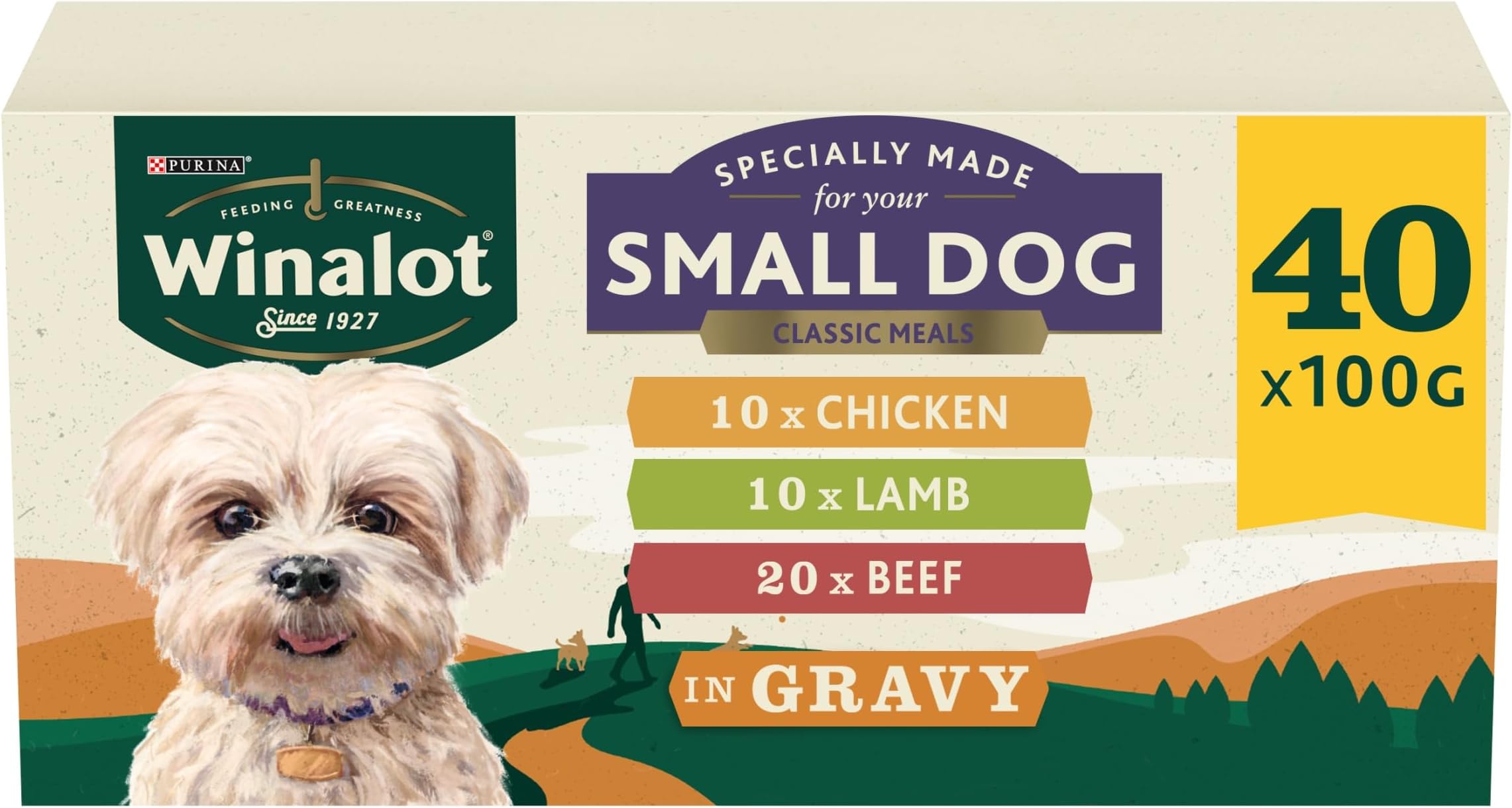 WINALOT Meaty Chunks Small Dog Mixed in Gravy Wet Dog Food Pouches 40x100g