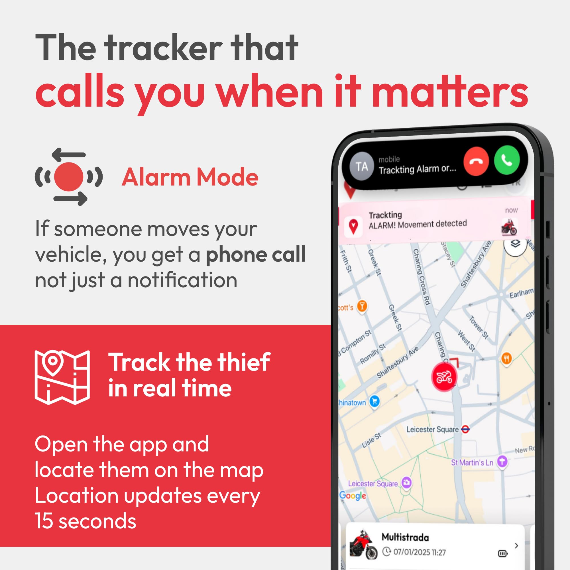 Trackting One – Dispositivo GPS Antirrobo para Coches Y Motos | Localizador GPS para Coche, Moto, Vehículos | Sim Integrada (4g/2g) – Suscripción Requerida | Sin Cables, Larga Duración De Batería