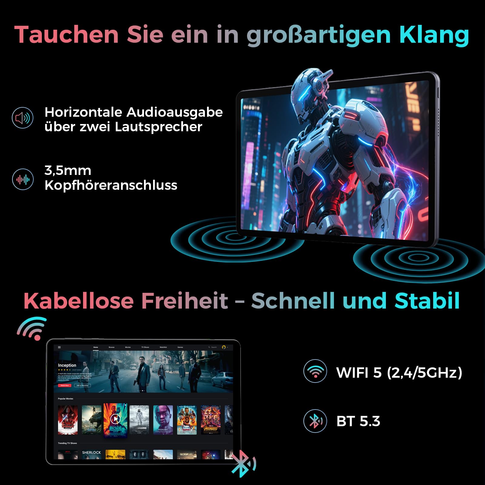 2026 Tablet 11 Zoll Android 16 Tablets, 32GB RAM+128GB ROM/1TB TF, 8000mAh Tablet Octa-Core 1920 * 1200 IPS, 5+13MP/Widevine L1/18W Schnellladung