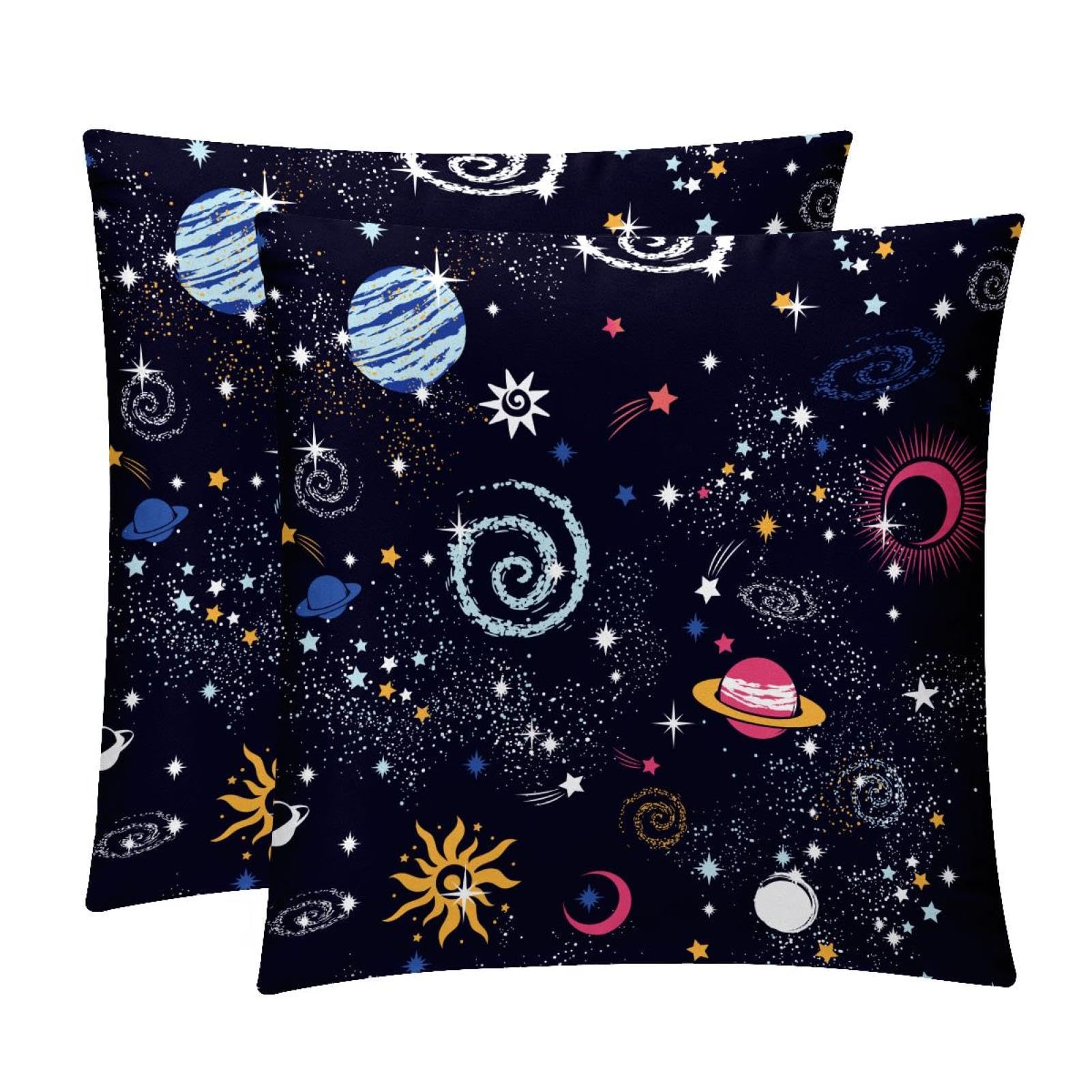 TDGKPZ Universe Planet Throw Pillow Covers 2 Pack Pillowcases Soft Cozy Pillow Cases For Couch Bed Sofa 45x45cm