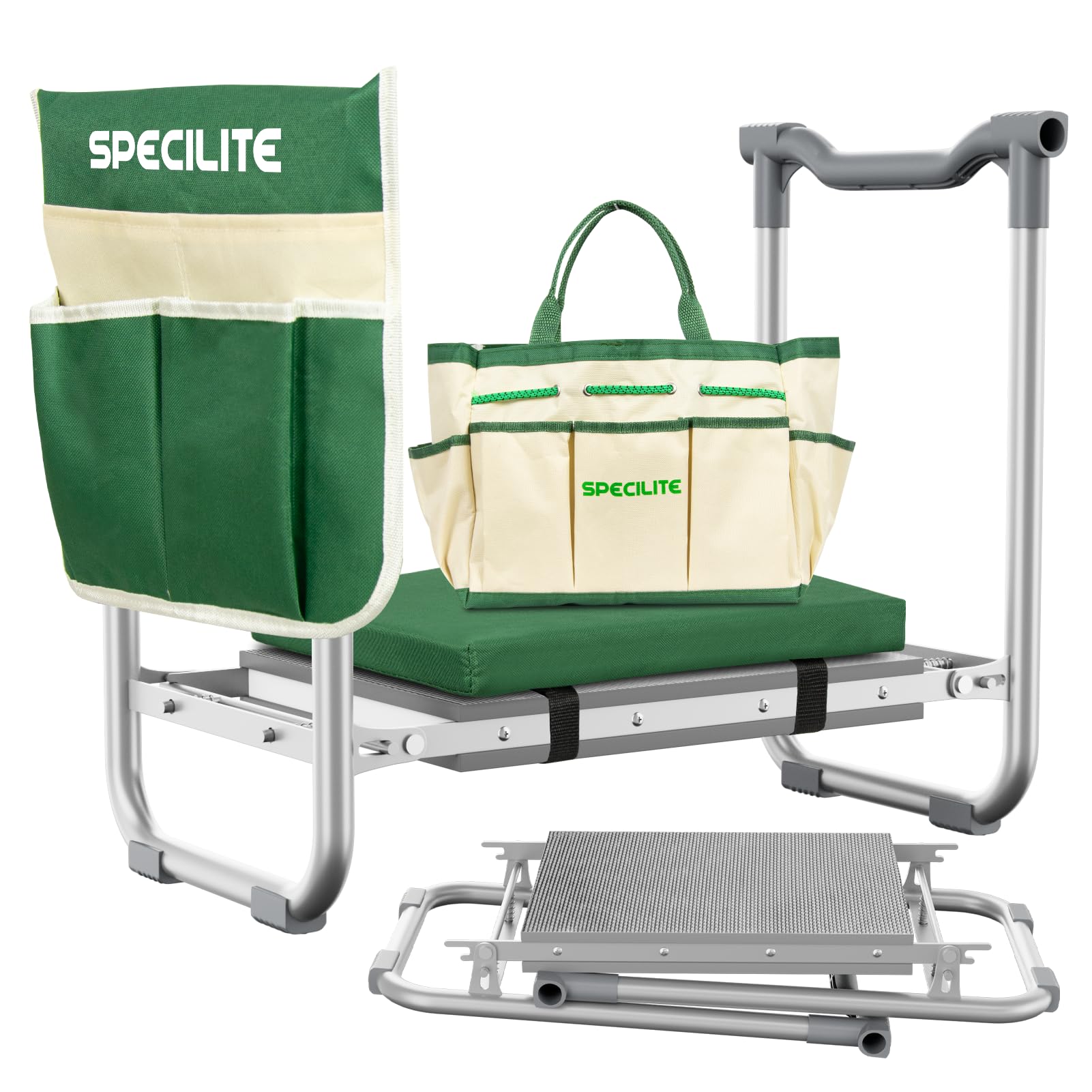 Garden Kneeler and Seat with 10.12" Soft EVA Foam Kneeling Pad,Heavy Duty Foldable Gardener Stool with 2 Large Tool Pouches,Resistant Knee & Back Pain, Gardening Gifts for Women,Men Seniors