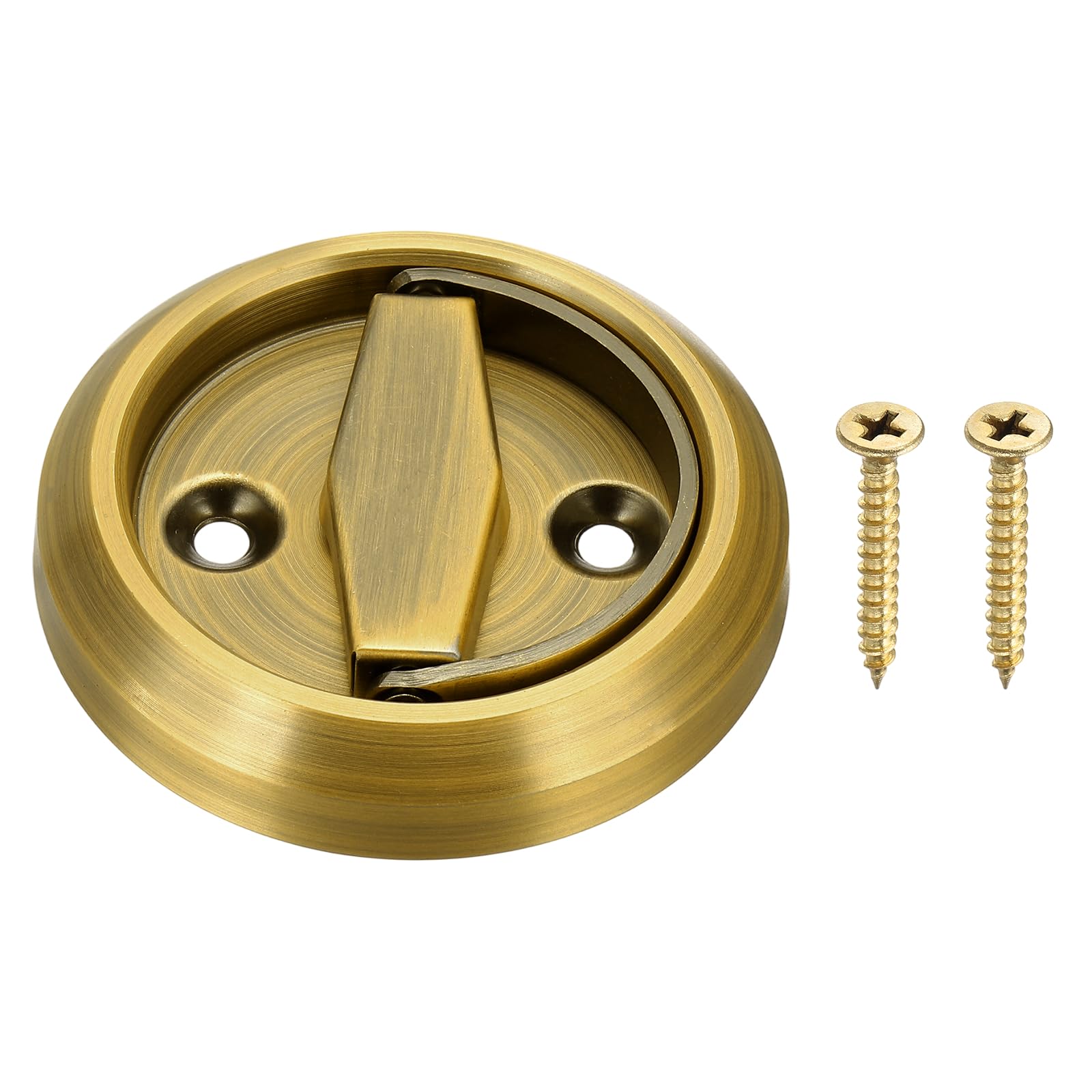 Uxcell Round Recessed Pull 3" Stainless Steel Recessed Door Handle Concealed Brushed Handles Cabinet Hidden Knob for Various Modern Door Yellow 1Pcs (Inner Hole Size: 8 x 8mm)
