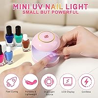 Vista 2 de MEKK Mini luz UV para uñas de gel, lámpara de uñas LED UV inalámbrica de un solo dedo de 18 W, lámpara portátil de curación profesional pequeña