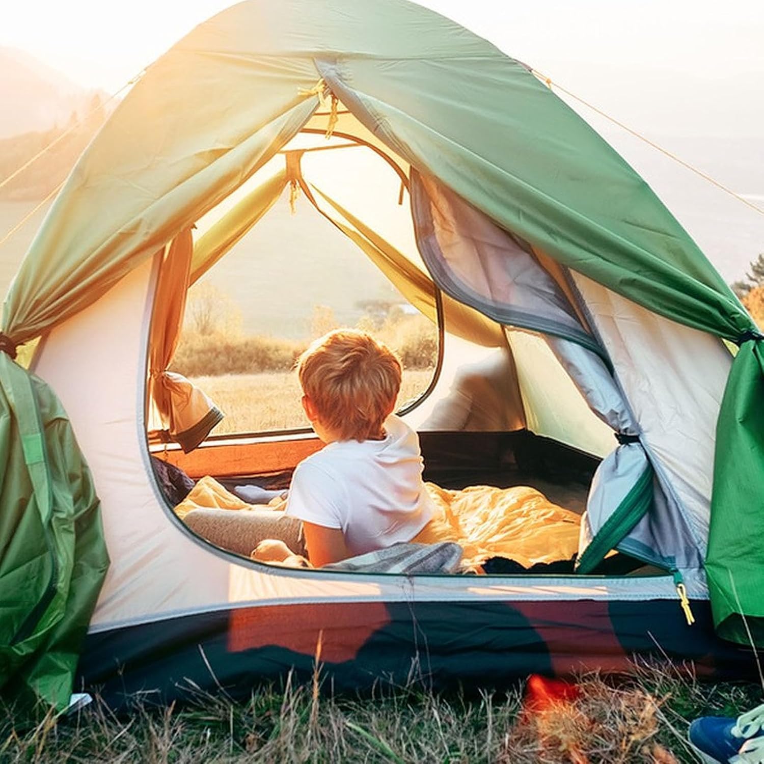 4,5 m Fiberglas Zeltstange Ersatz Zeltgestänge – Verstellbare Camping Zeltstangen mit Elastischer Schnur, Faltbare Glasfaser Zeltstangen Set für Zelt, Markise, Tarp & Outdoor Camping Zubehör