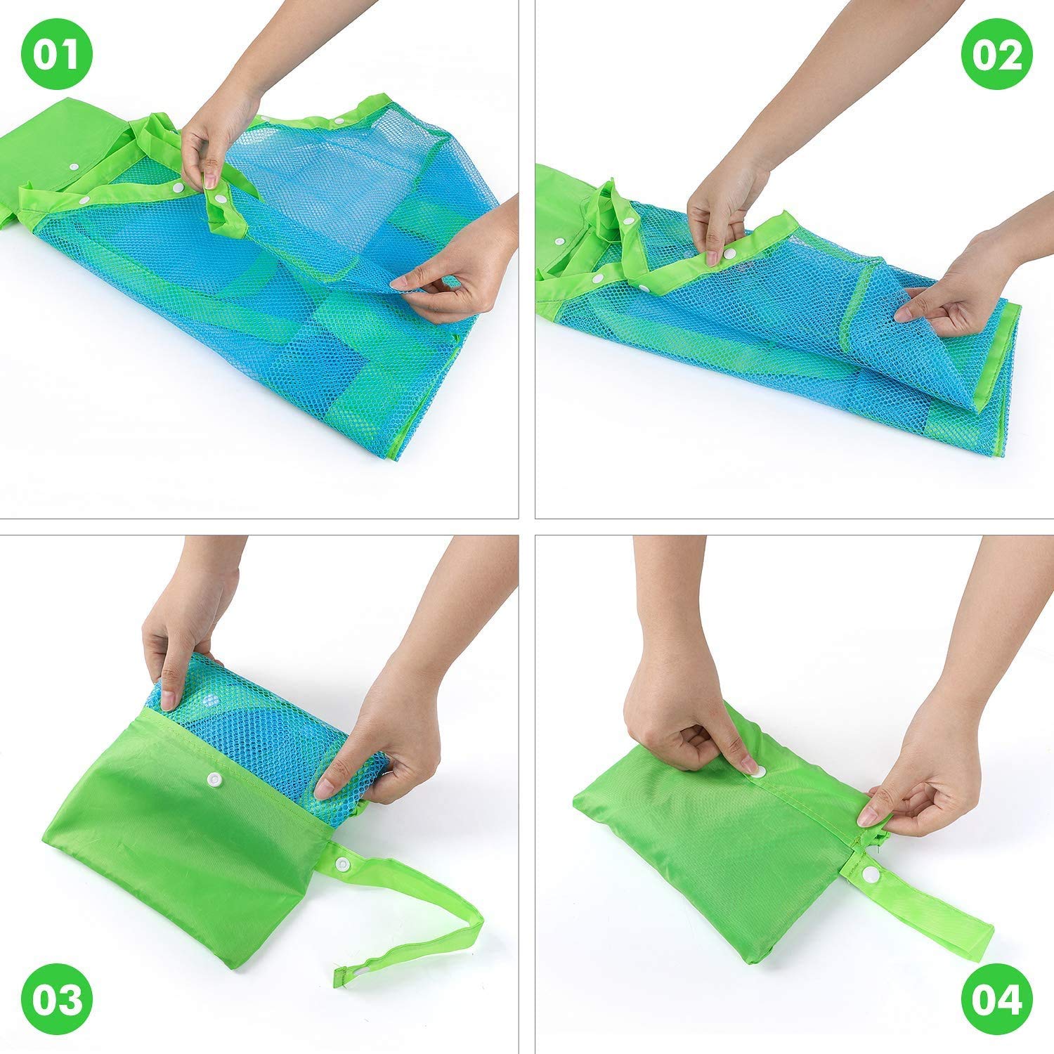 Annhao Bolsa Grande de Malla para Juguetes de Playa, Bolsa Plegable, Bolsa de Almacenamiento para Niños al Aire Libre Natación Piscina Viajes Toallas (Verde)