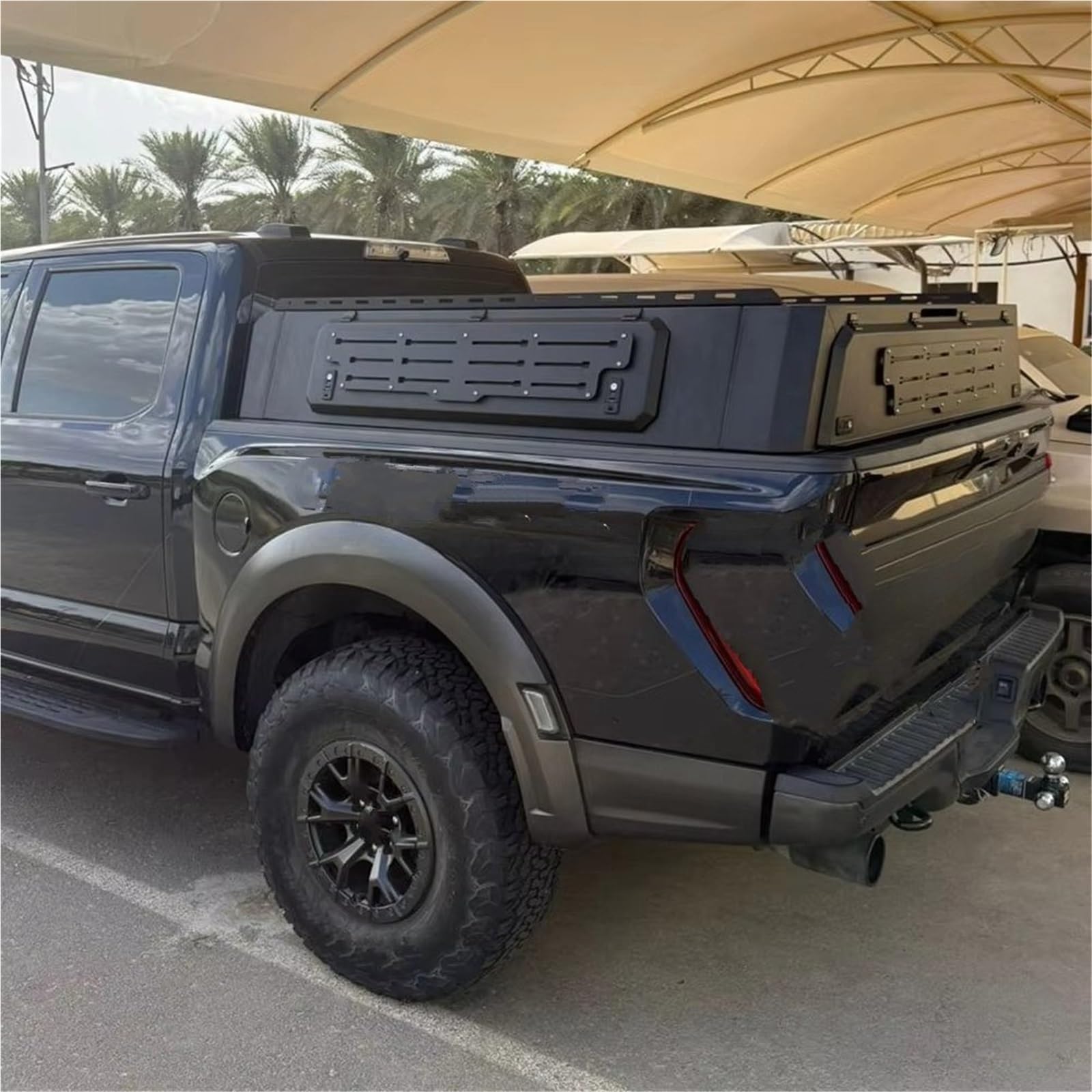 Für Ford Für F150 2016 4X4 Stahl Pickup LKW Ladefläche Tonneau Abdeckungen Niedrige Baldachin Topper Caps Camper Shell Mit Top Quer Bar Gepäckraumabdeckung