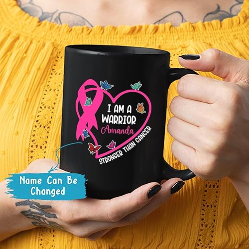 Miniatura 3 de Taza con texto en inglés "I'm A Warrior", taza de apoyo para el cáncer de mama, taza de luchador contra el cáncer, taza de café guerrero, taza de