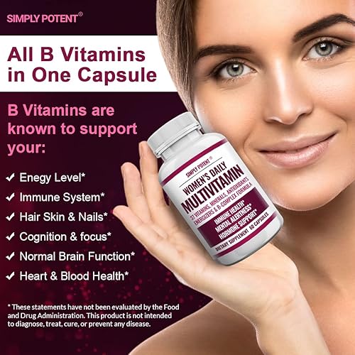 Miniatura 9 de Multivitamínico para mujeres, 37 vitaminas múltiples con minerales, vitaminas A, C, D, E, biotina, B12, folato, zinc, magnesio, calcio, té verde