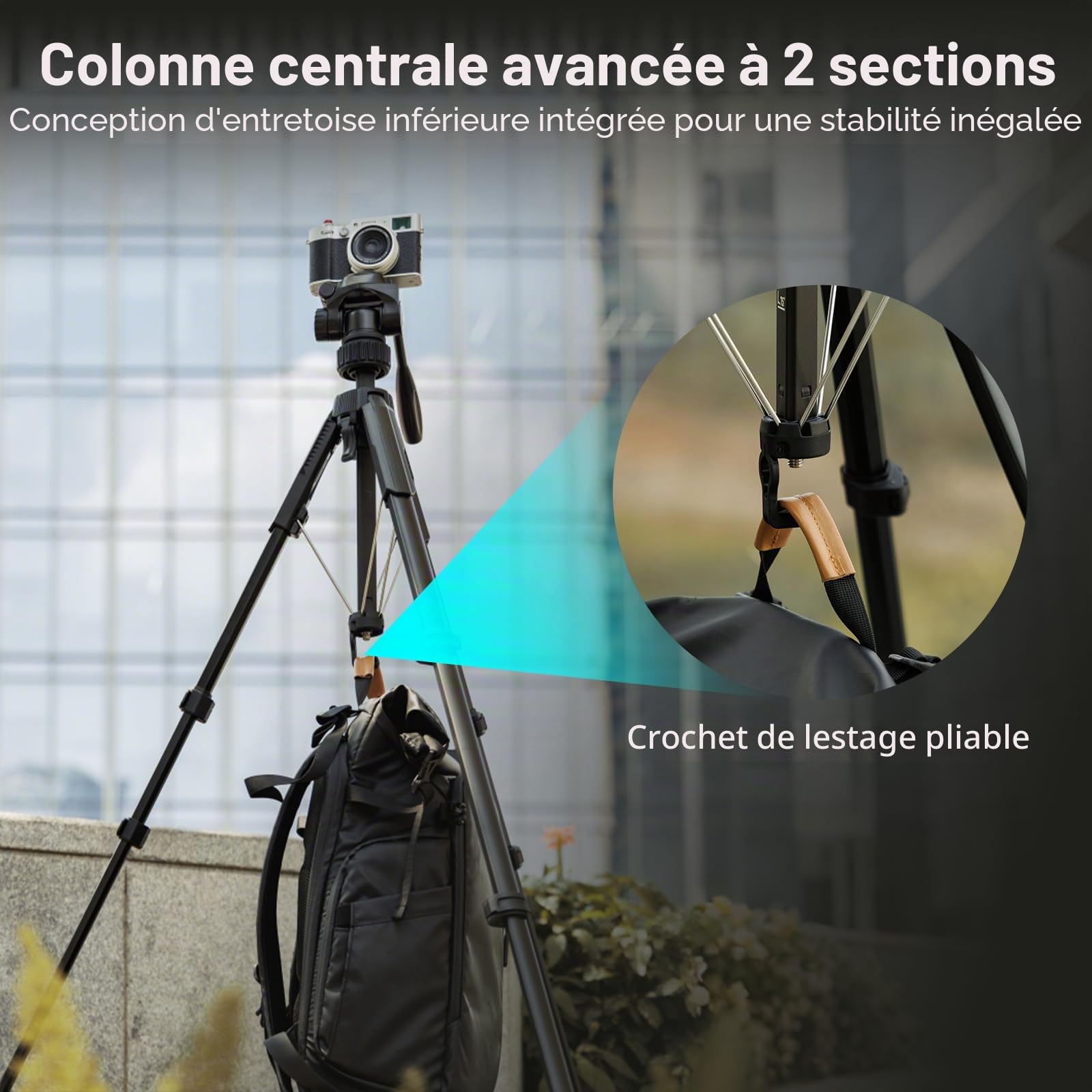 SMALLRIG Trépied pour Appareil Photo AP-21 71" (180 cm), Trépied de Voyage pour iPhone, pour Canon, pour Nikon, avec Clip pour Téléphone, avec Pieds à Verrouillage Rapide, Charge Max 5 kg - 5351
