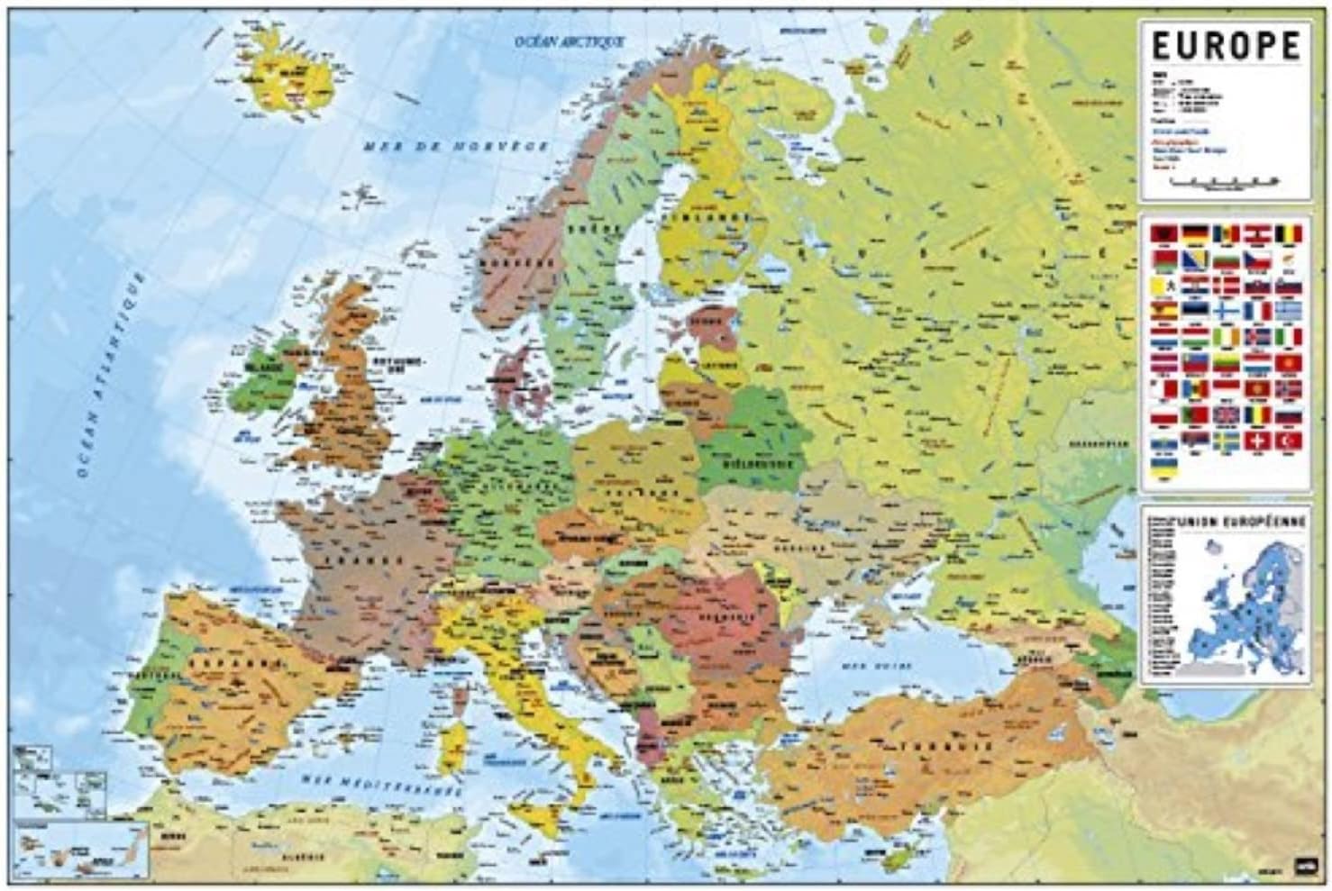 Carte de l' en HD avec les pays en couleur