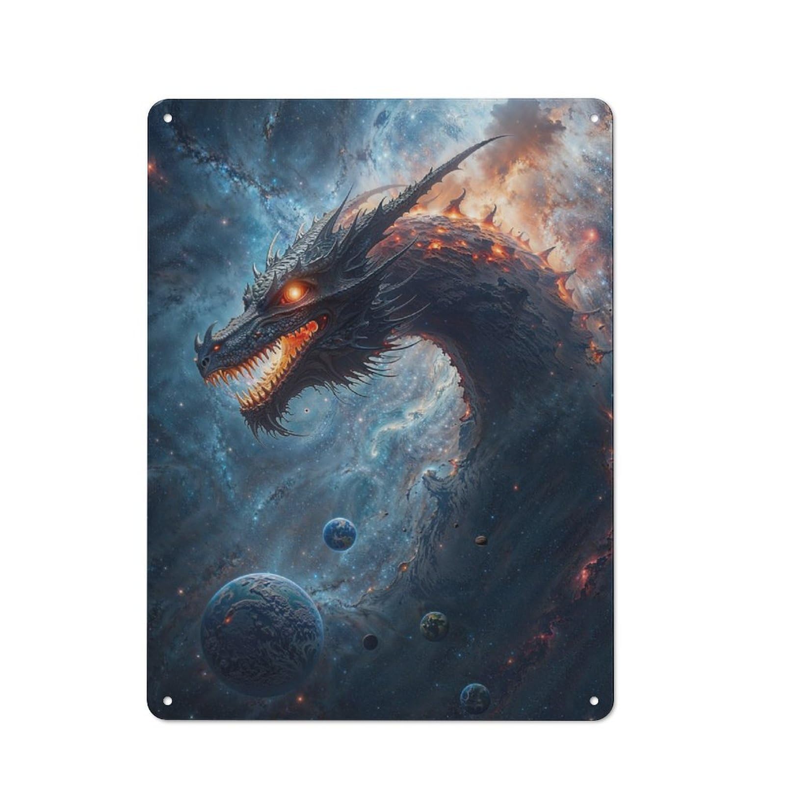 Junmoney Cosmic Dragon Vintage Metal Wall Decor 40X30cm, Tin Sign For Cafe, Pub, Workshop Or Home Bar, For Casual British Interiors