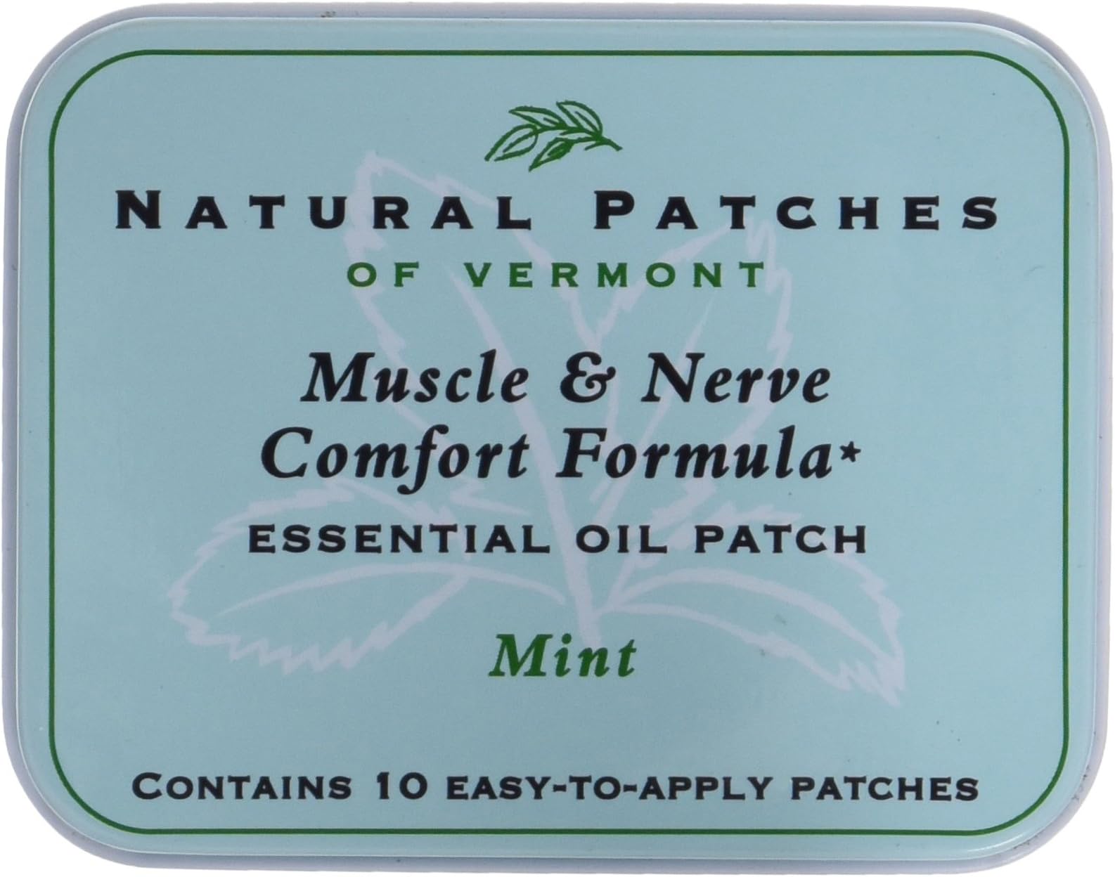 Natural Patches of Vermont Muscle & Nerve Comfort Essential Oil Body Patches, Mint, 10-Count Tin