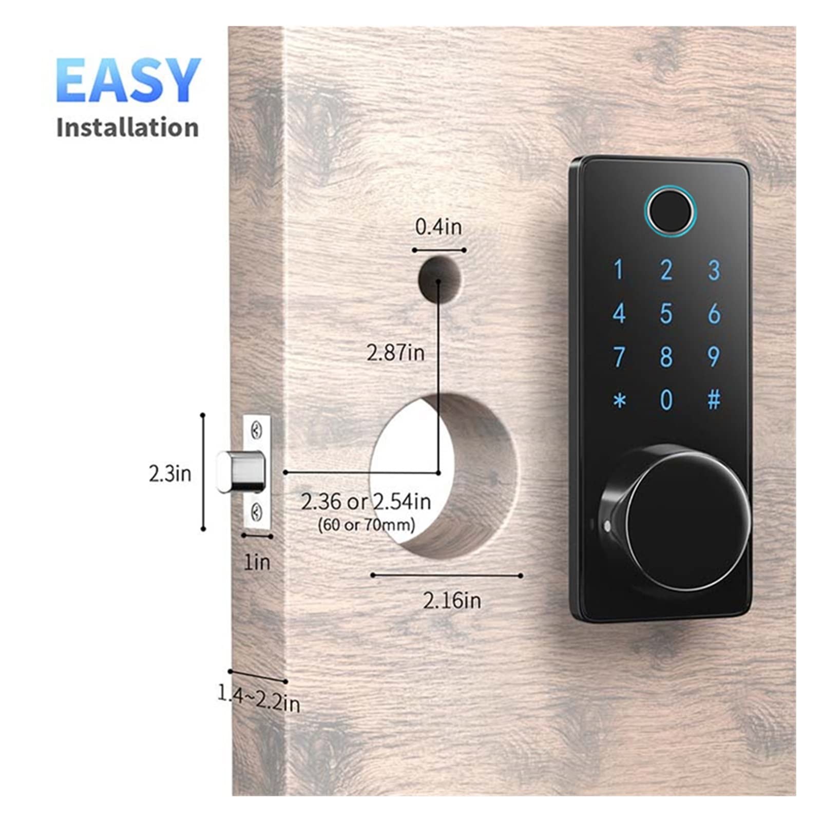 Inteligentny zamek do drzwi, Czarny inteligentny odcisk palca Deadbolt Lock Wifi App Zdalne sterowanie automatyczną blokadą Ic Blokada drzwi karty dom