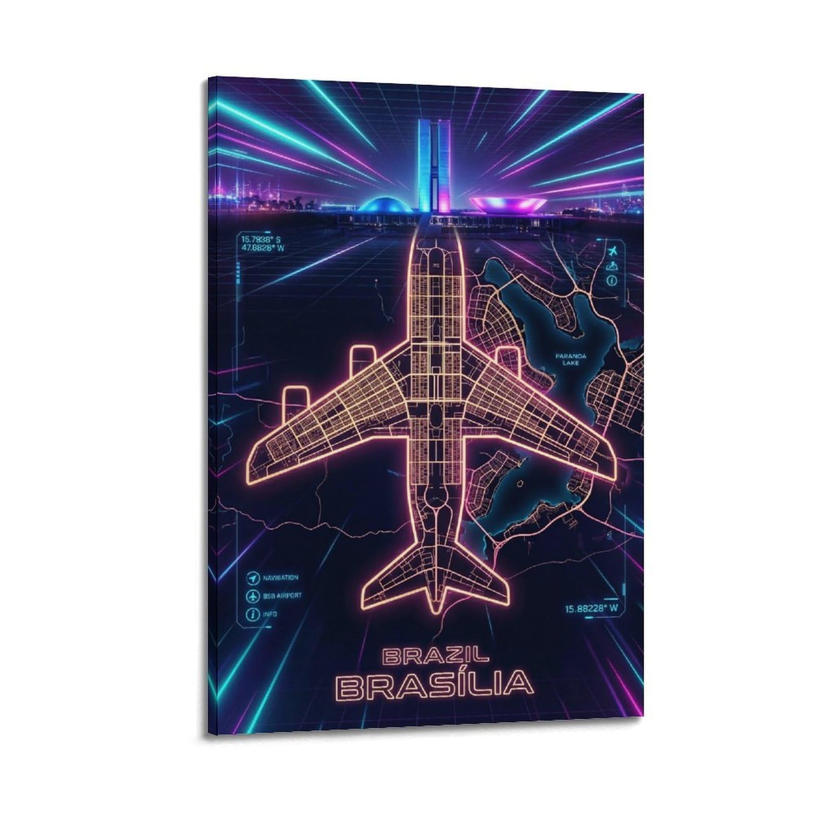 XKUGA Gamer Room Aesthetic Brasilia Brazil Map Poster Modern Decorative Canvas Prints - Ideal Wall Art for Family, Man Cave, Game Room, Boys & Girls Bedroom 24x36inch(60x90cm)