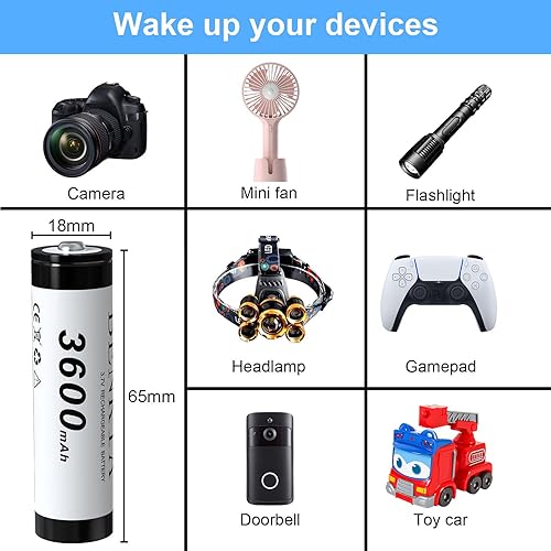 Miniatura 2 de Batería recargable 18650 3600 mAh gran capacidad 3.7 voltios baterías Li-ion botón superior 4 Pack para linterna faro