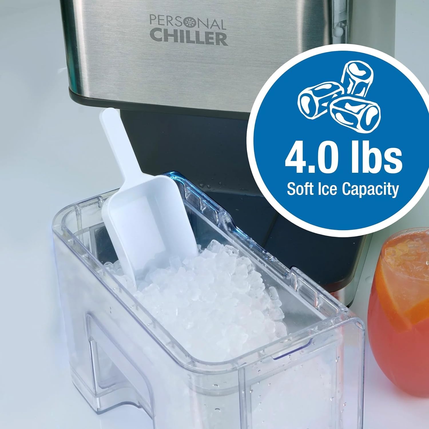Personal Chiller Nugget Ice Maker Machine, 55lbs/24h Self-Cleaning Soft Ice Maker Machine, Chewable Ice Machine For Home Bar, Coffee Shop, Business on Fridge.com - View 6