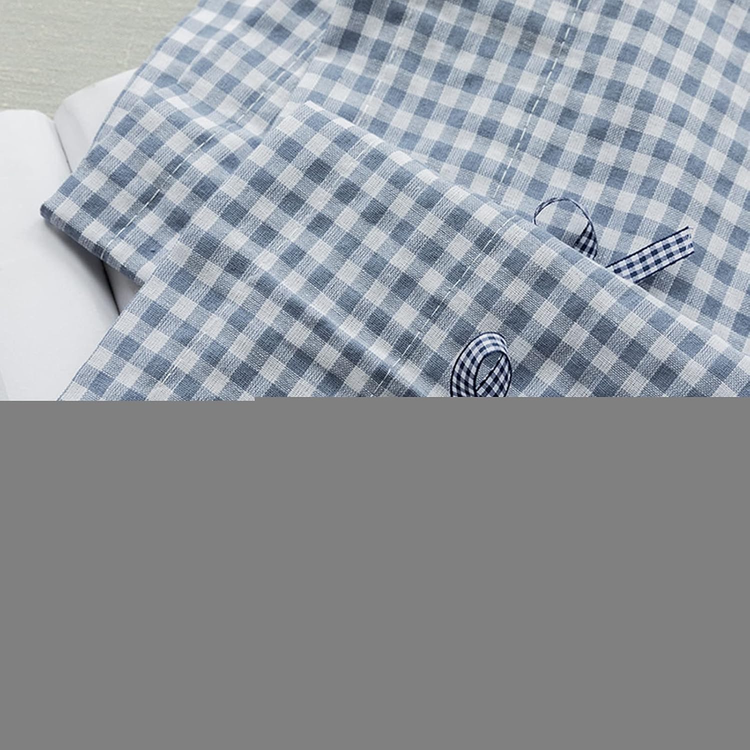 LUNEZY Kitchen Curtain,Voile Curtains Tier Curtains,Country Style Bistro Curtain,Small Cafe Curtains,Checkered Gingham Short Store Curtains,Short Half Window Valance Curtain for Balcony B