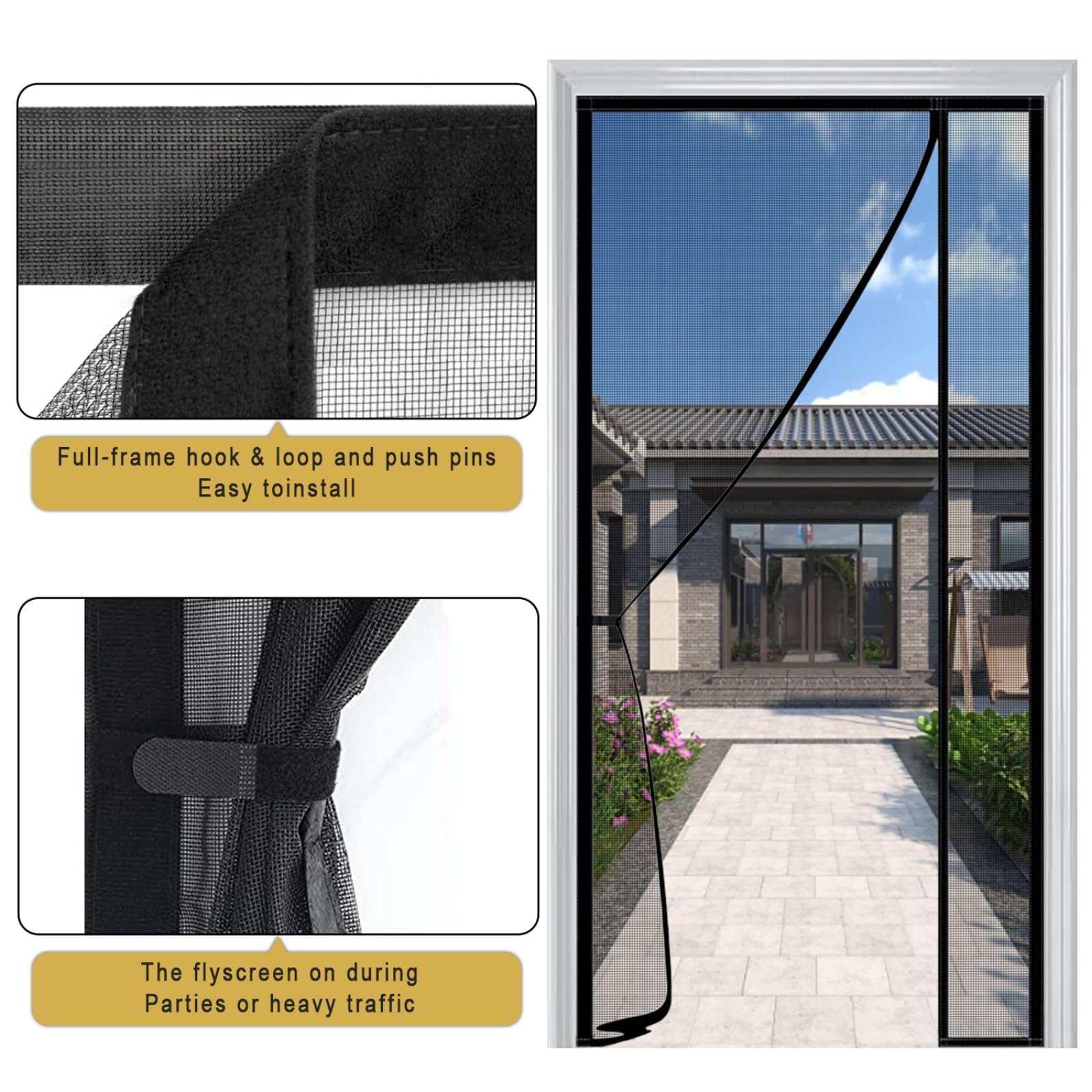 Magnetic Screen Door Fits Door Size 26 x 74 inch, Actual Screen
