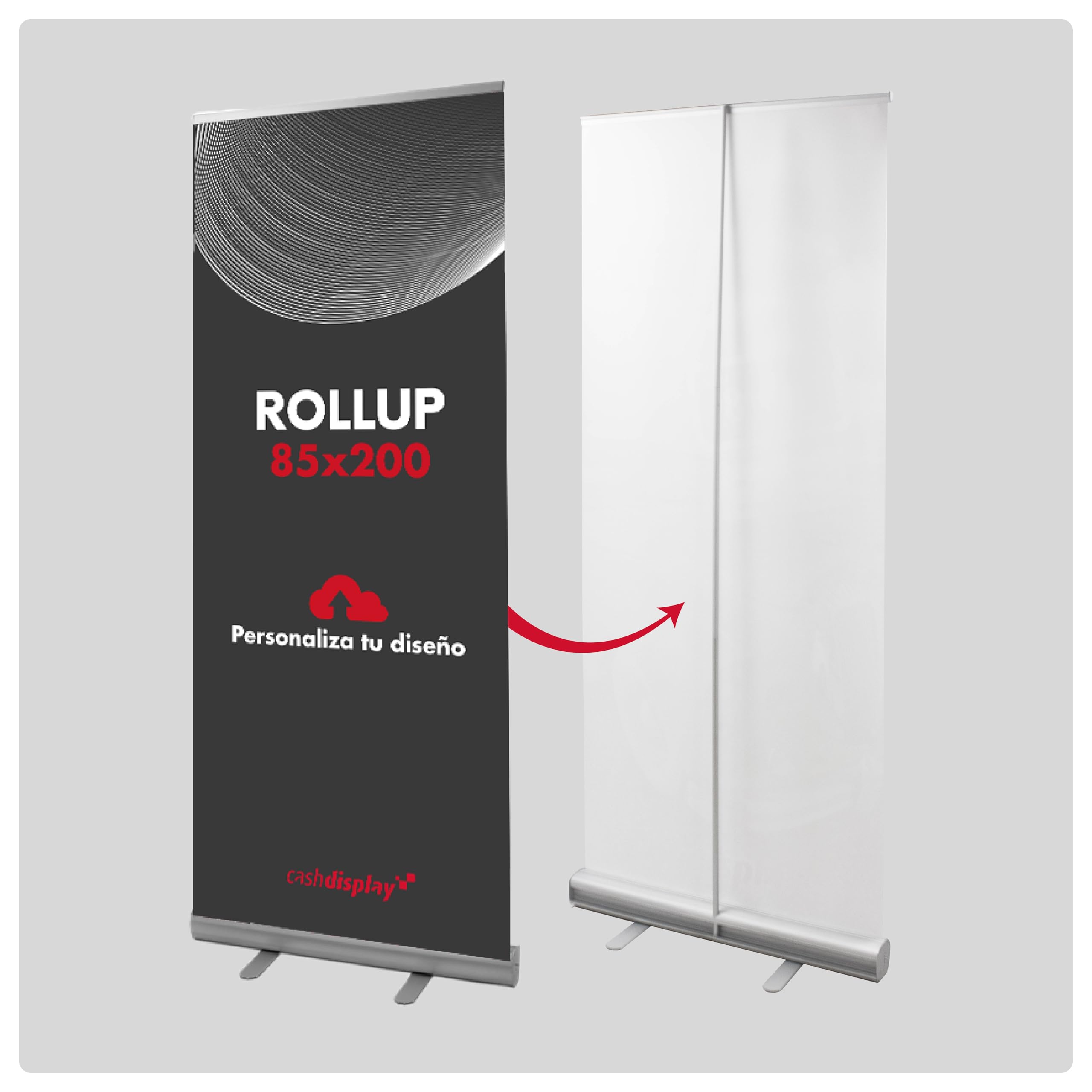 Roll up Personalizado 85x200cm Impresión Incluida en Máxima Calidad | Portátil con Base Estable y Bolsa de Transporte | Display para Ferias, Eventos y Retail