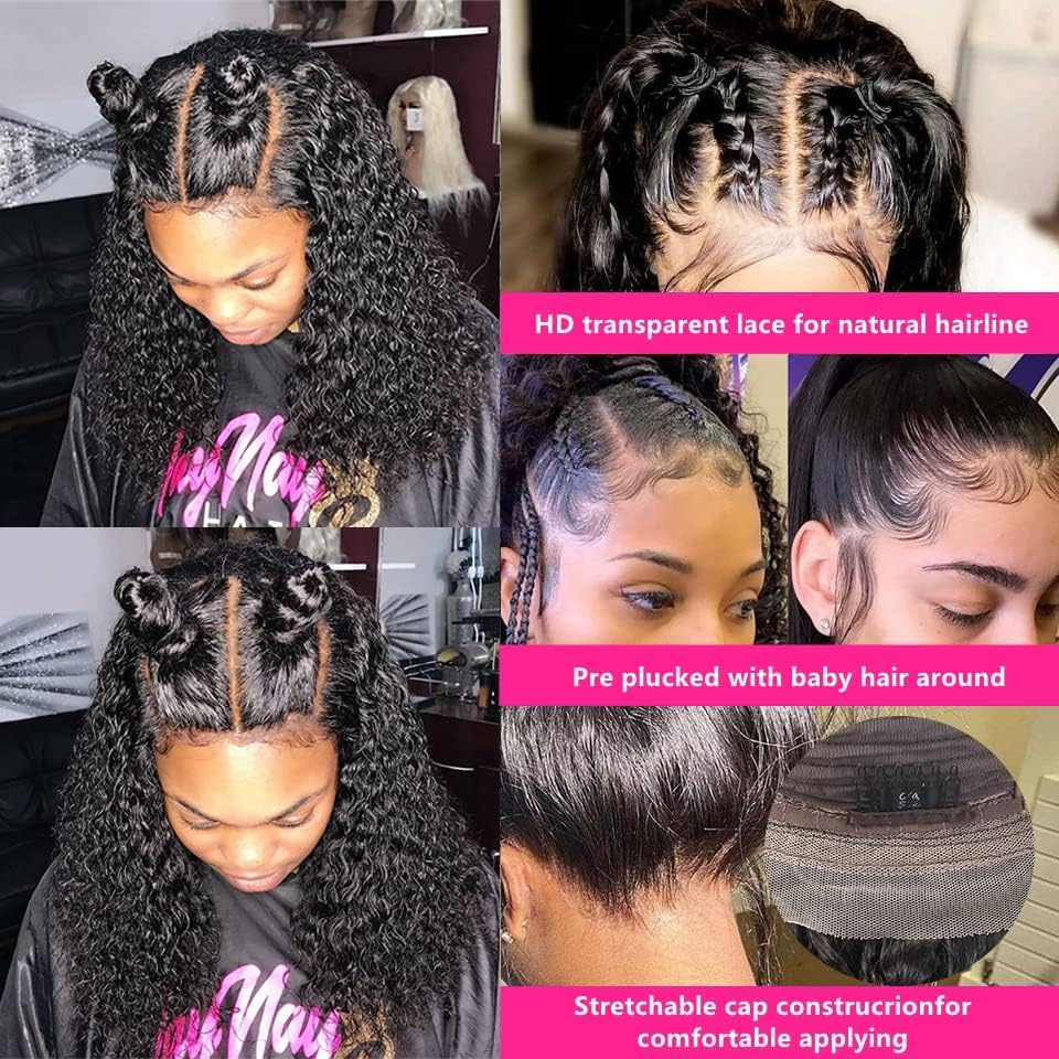 Miniatura 3 de Pelucas de cabello humano ondulado profundo con encaje frontal transparente HD de 13 x 4 pulgadas, pelucas rizadas para mujeres negras, densidad del