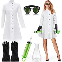 5 Pcs Mad Scientist Costume for Women, Lab Coat Cosplay Set