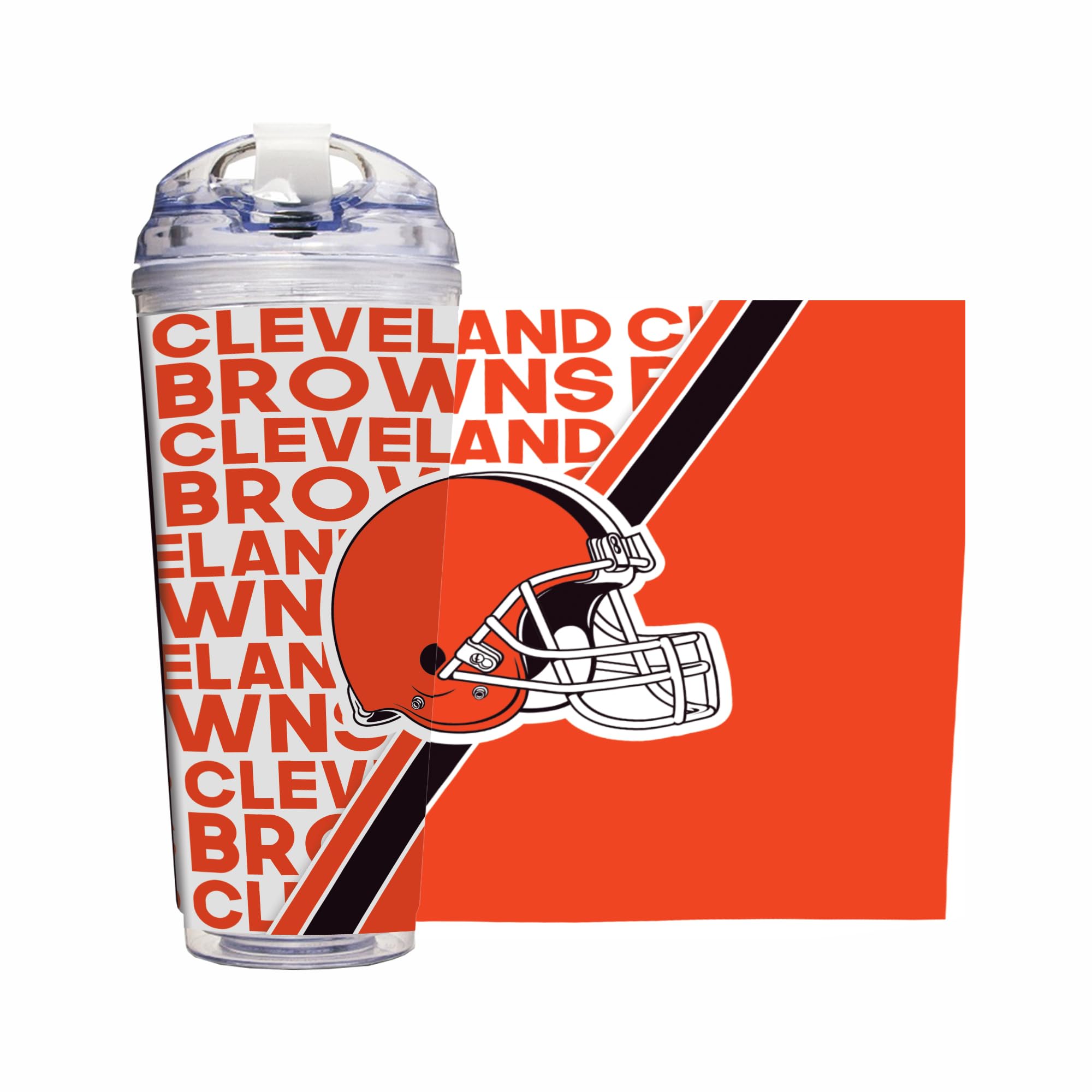 Rico Industries NFL Football 24oz Acrylic Tumbler with Hinged Lid, Officially Licensed Double Wall Tumbler for NFL Fans
