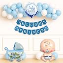 Rozi Decoration Welcome Prince Baby Boy Decoration Kit with Paper Banner, Blue & White Latex Balloons and Foil Balloons for Welcome Home & Baby Arrival Celebration Pack of 34 Pcs gallery image